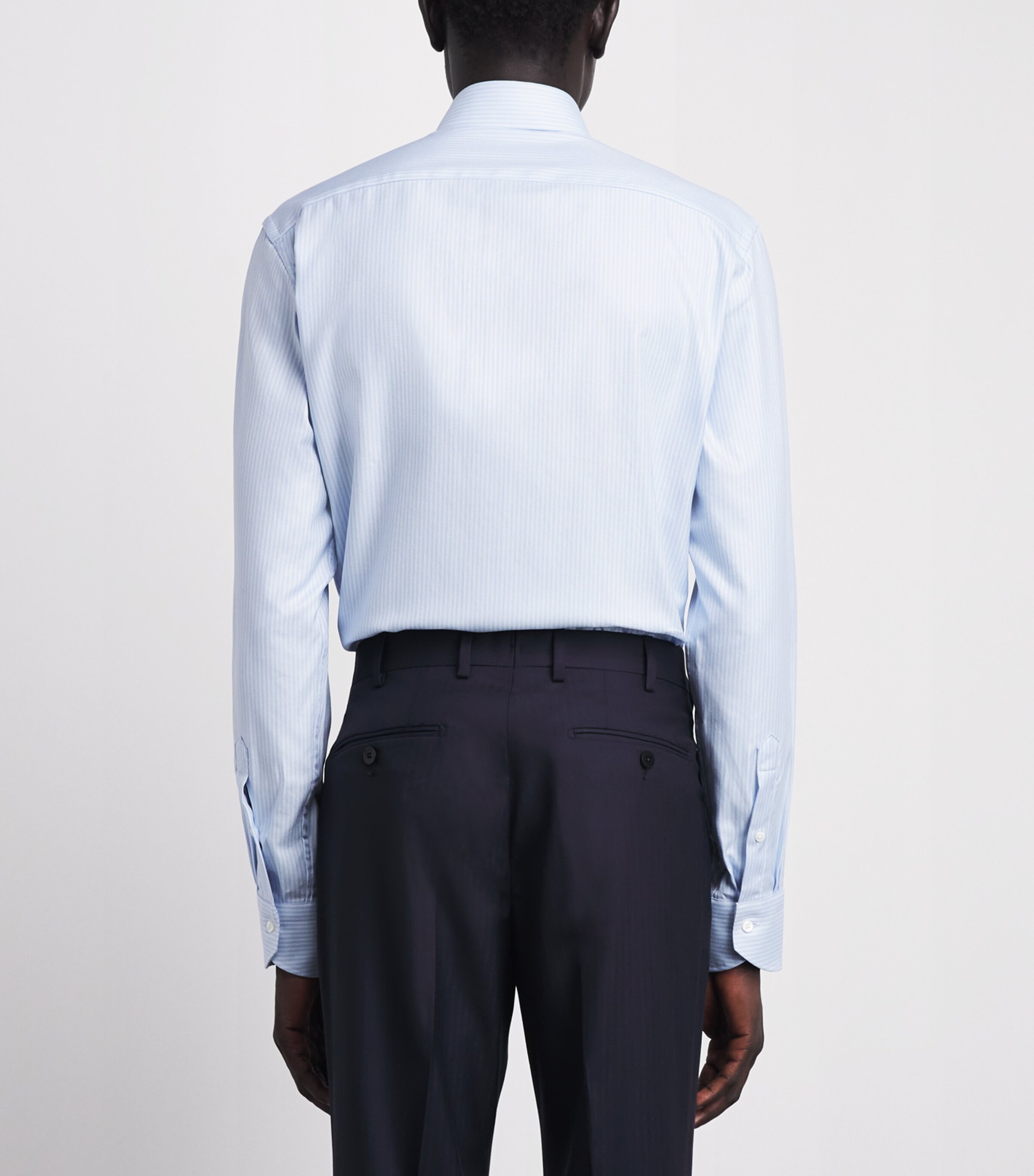 Canali Mens Cotton Micro-Stripe Shirt Blue Image 5