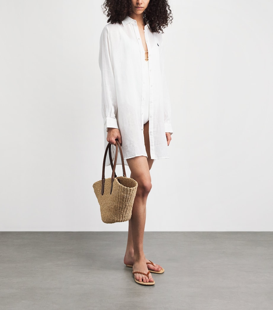 Polo Ralph Lauren Womens Organic Cotton-Linen Boyfriend Shirt White Image 2