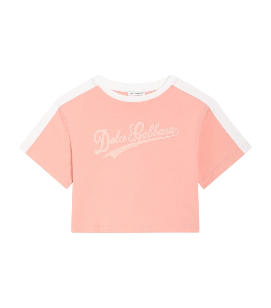 Dolce&Gabbana Kids Cotton Logo T-Shirt (8-12+ Years) Rose Image 1