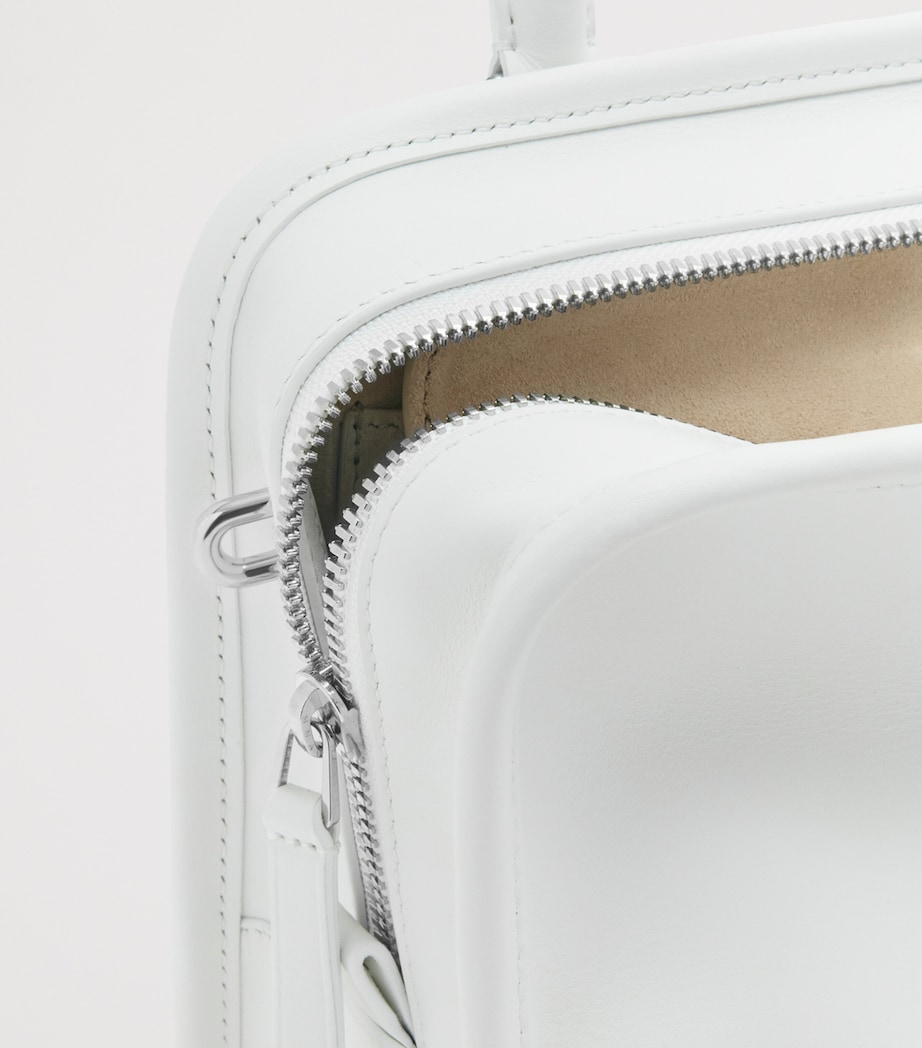 LOEWE Small Leather Amazona 180 Top-Handle Bag White Image 16