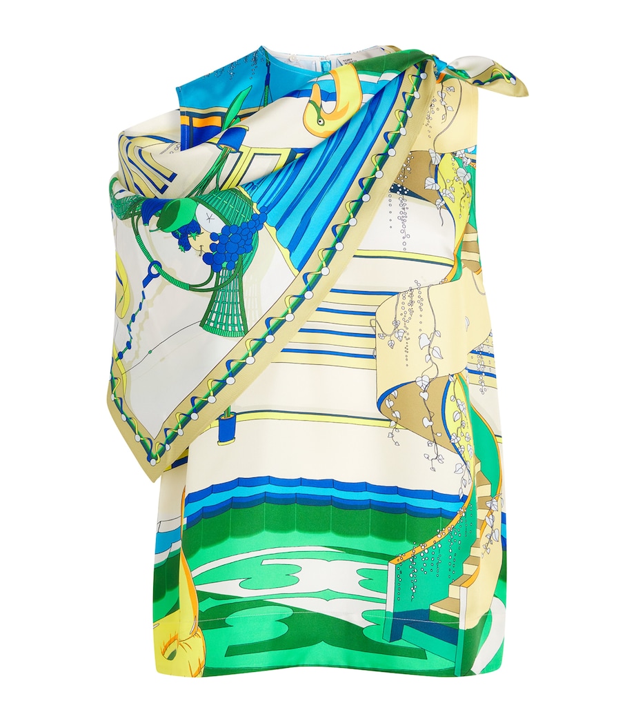 Tory Burch Womens Silk Printed Cape and Top The Pool Blue Image 1