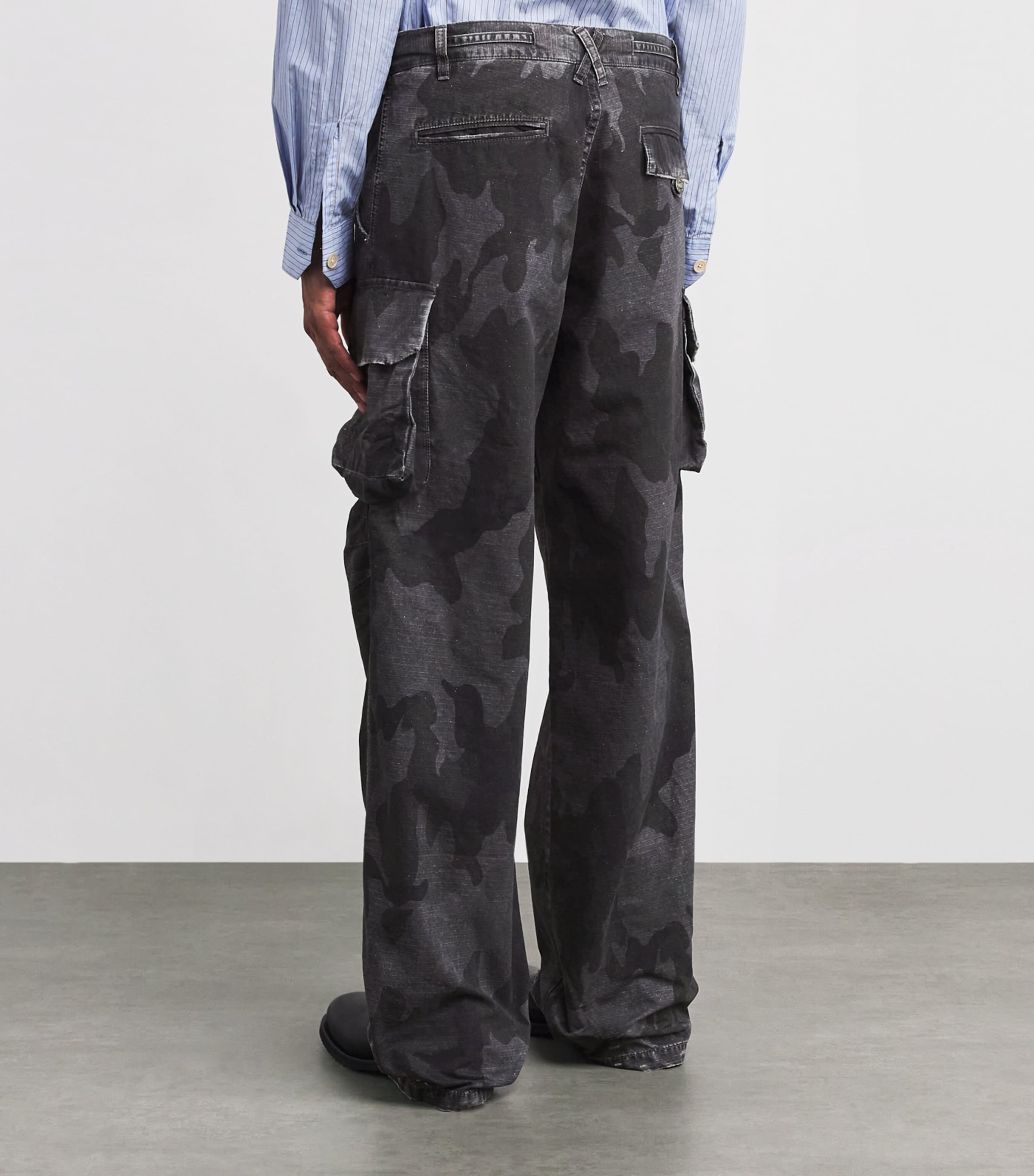 Cotton Ripstop Camouflage Print Cargo Trousers BLACKCAMO Image 4