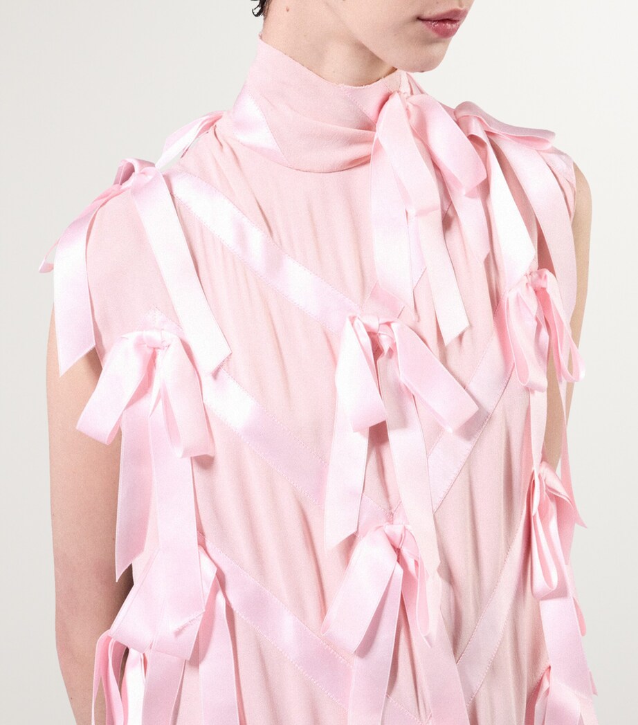 Prada Womens Bow-Detail Midi Dress Image 5