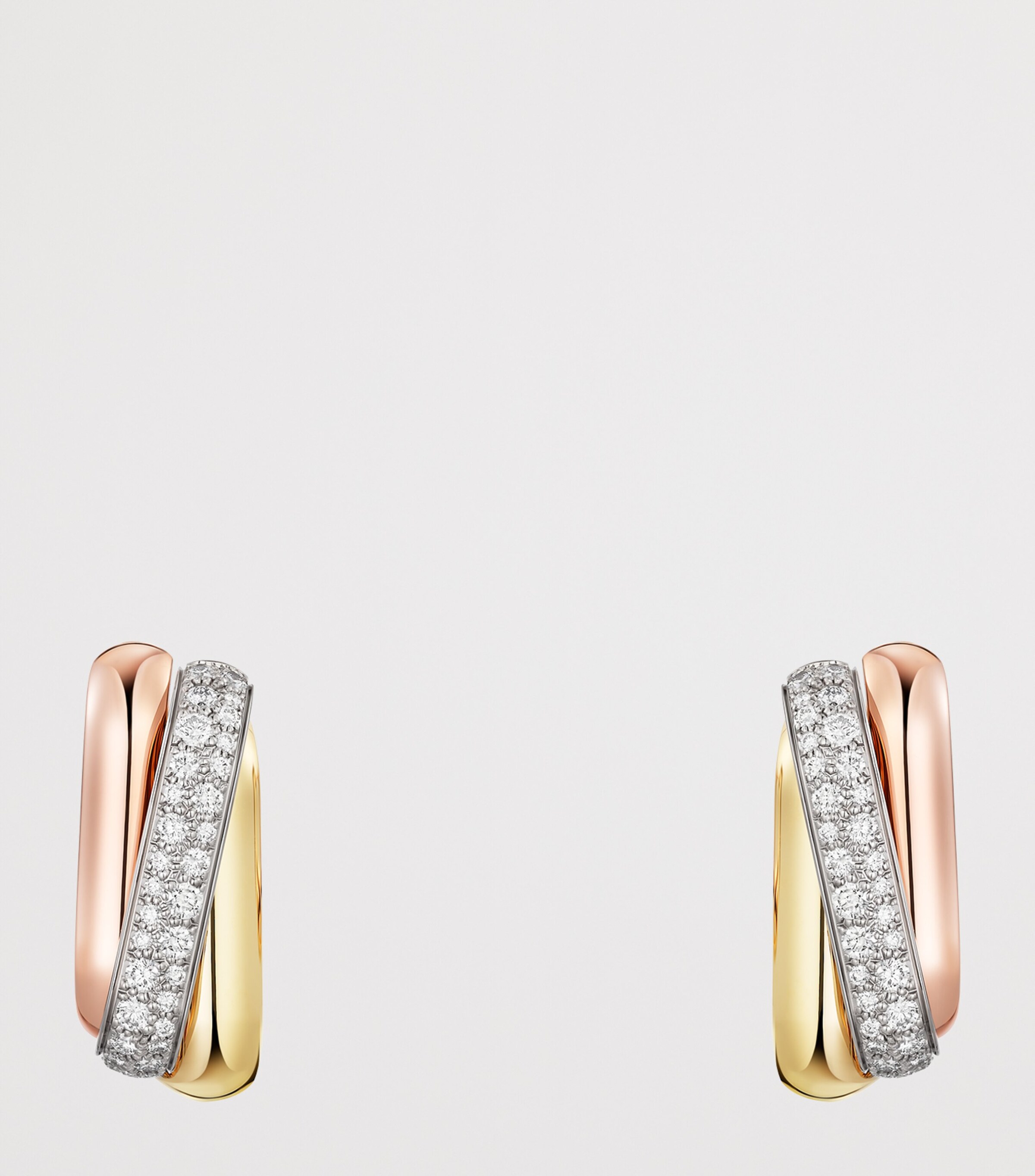 Cartier White, Rose, Yellow Gold and Diamond Trinity Box Earrings Mixed Gold Image 6