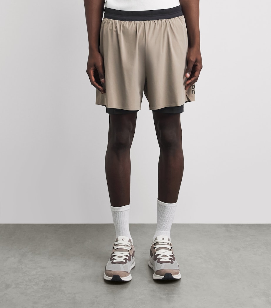 On Mens 2-in-1 Performance Shorts Cinder | Black Image 4