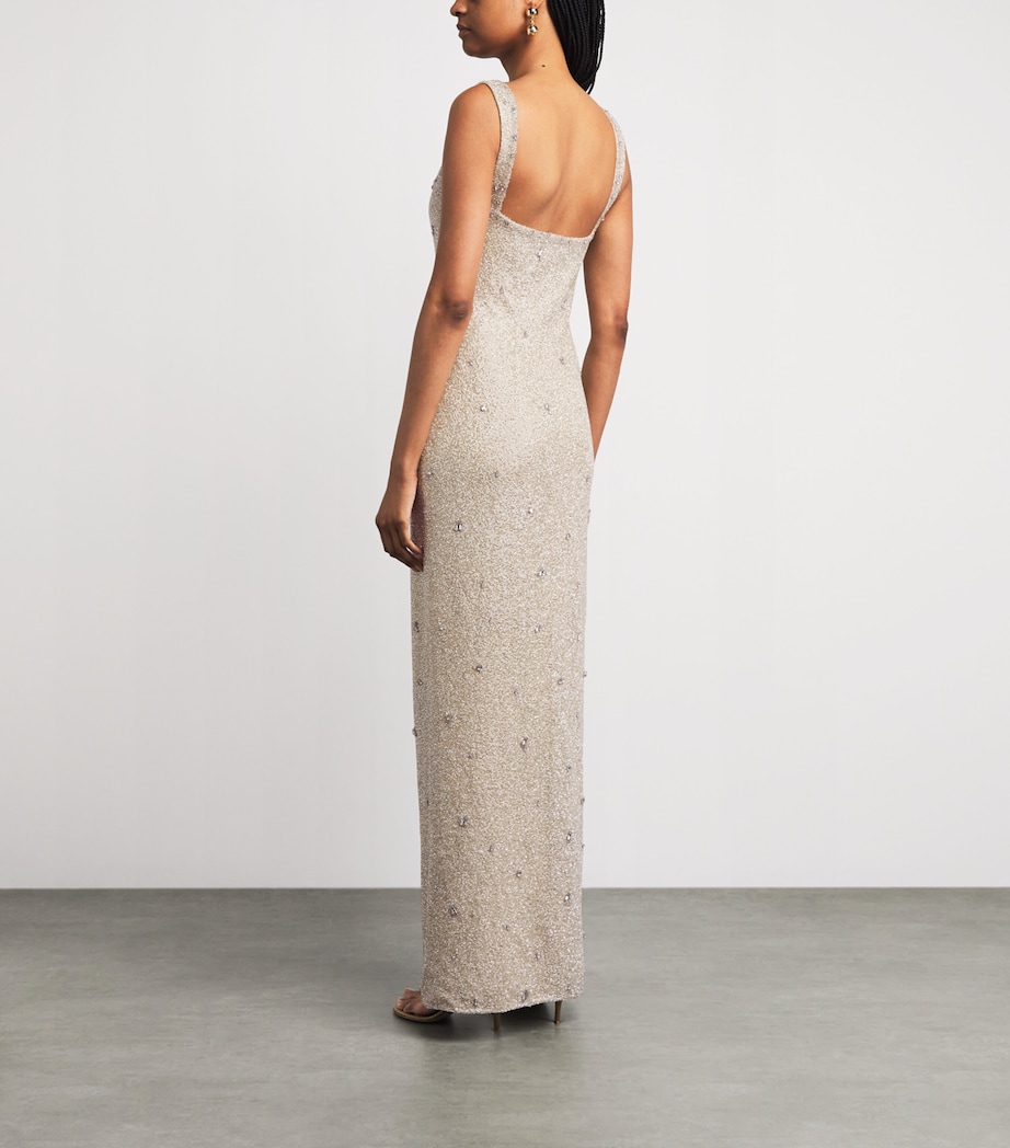 Clio Peppiatt Womens Embellished Pamela Midi Dress Platinum Image 4
