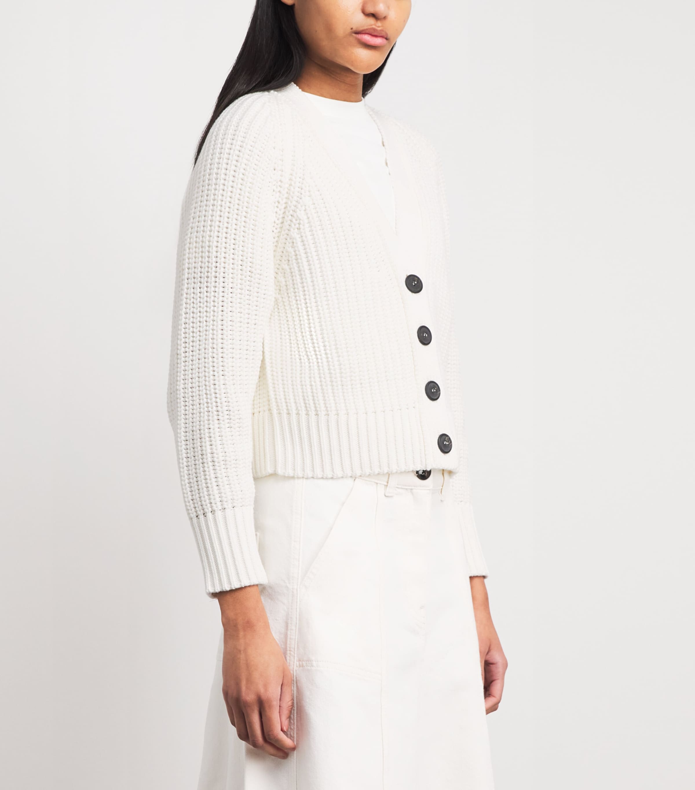 ME+EM Womens Organic Cotton Weekend Cardigan Soft White Image 4