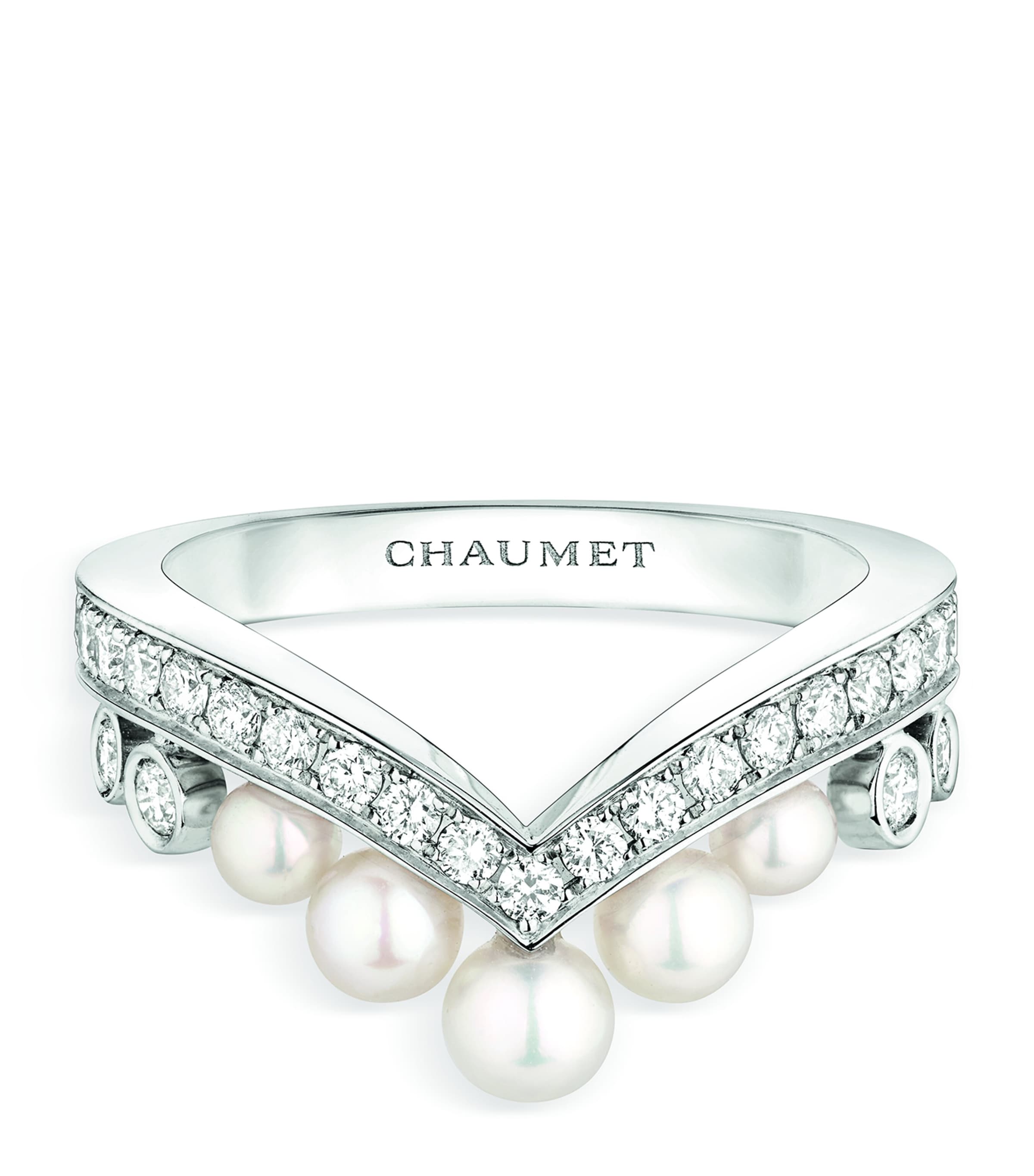 White Gold, Diamond and Pearl Joséphine Aigrette Ring WHITE GOLD Image 1