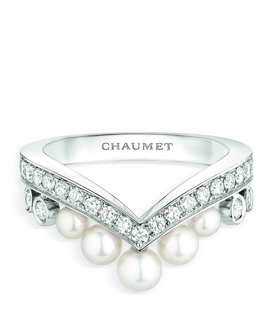 White Gold, Diamond and Pearl Joséphine Aigrette Ring