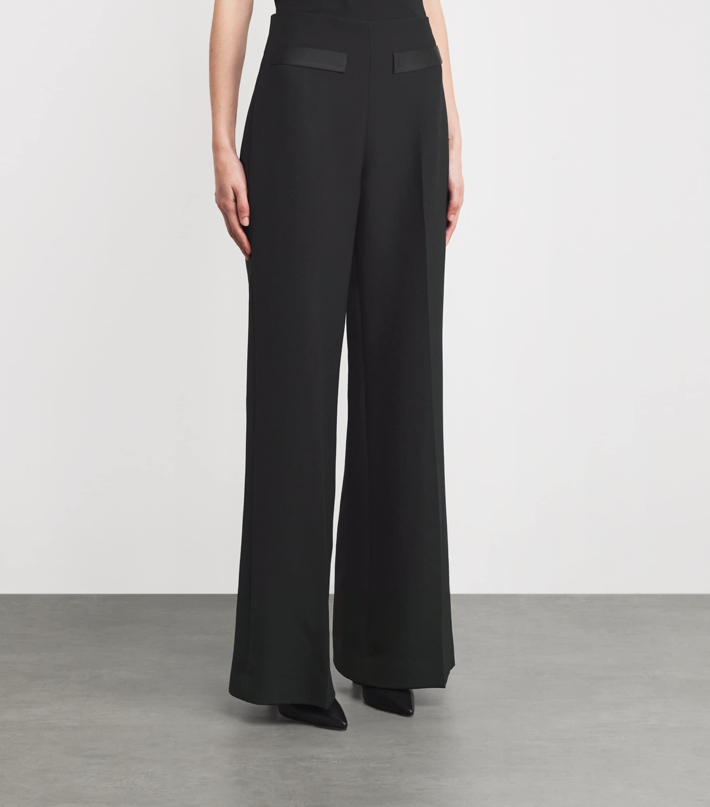 Sandro Paris Womens High-Rise Wide-Leg Trousers Black Image 3