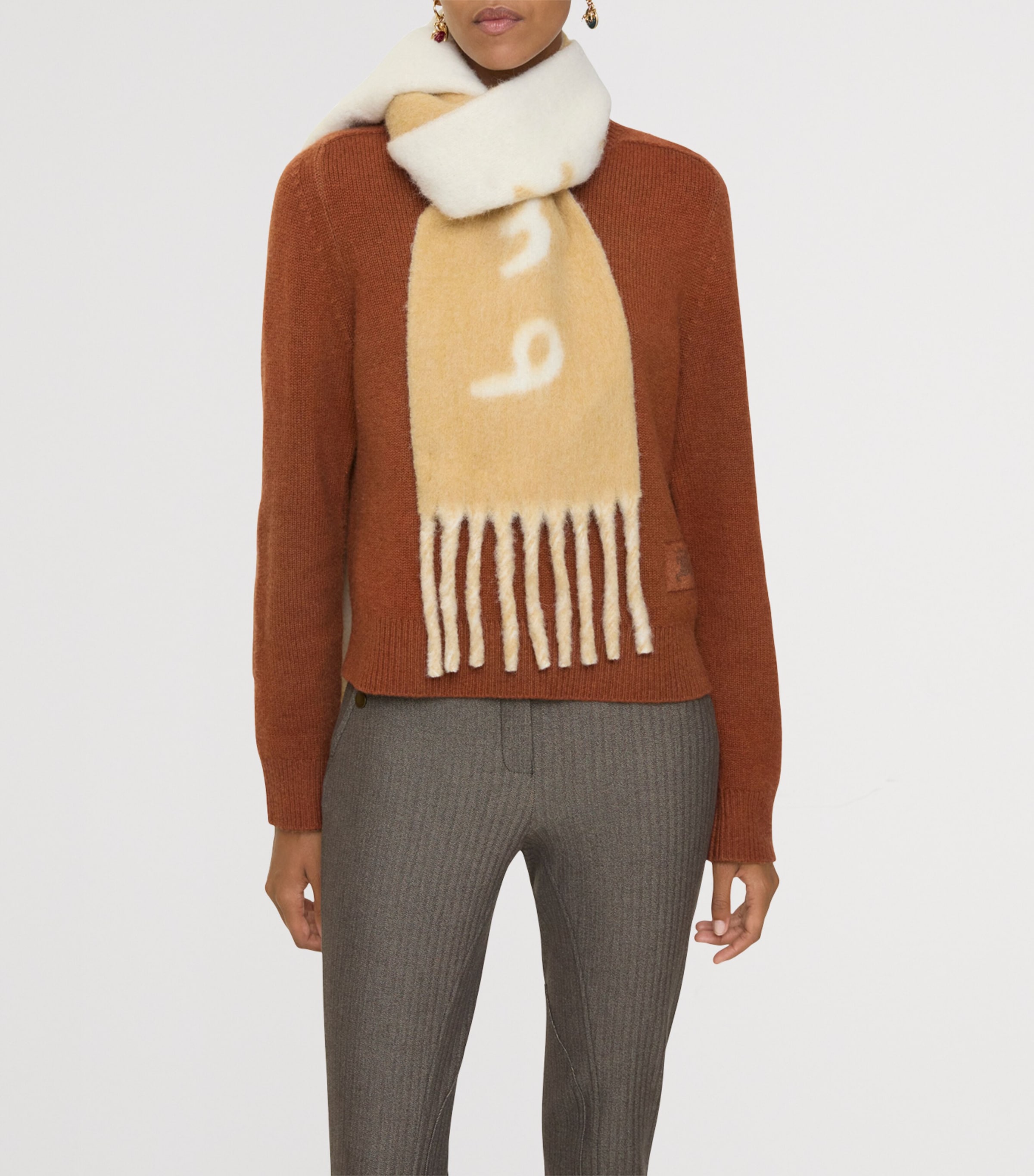 Alpaca-Blend Reversible Logo Scarf SAND Image 3