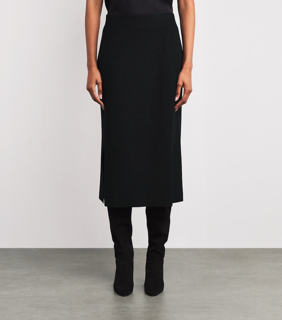 Merino-Blend Glitter Midi Skirt 3000 BLACK Image 3
