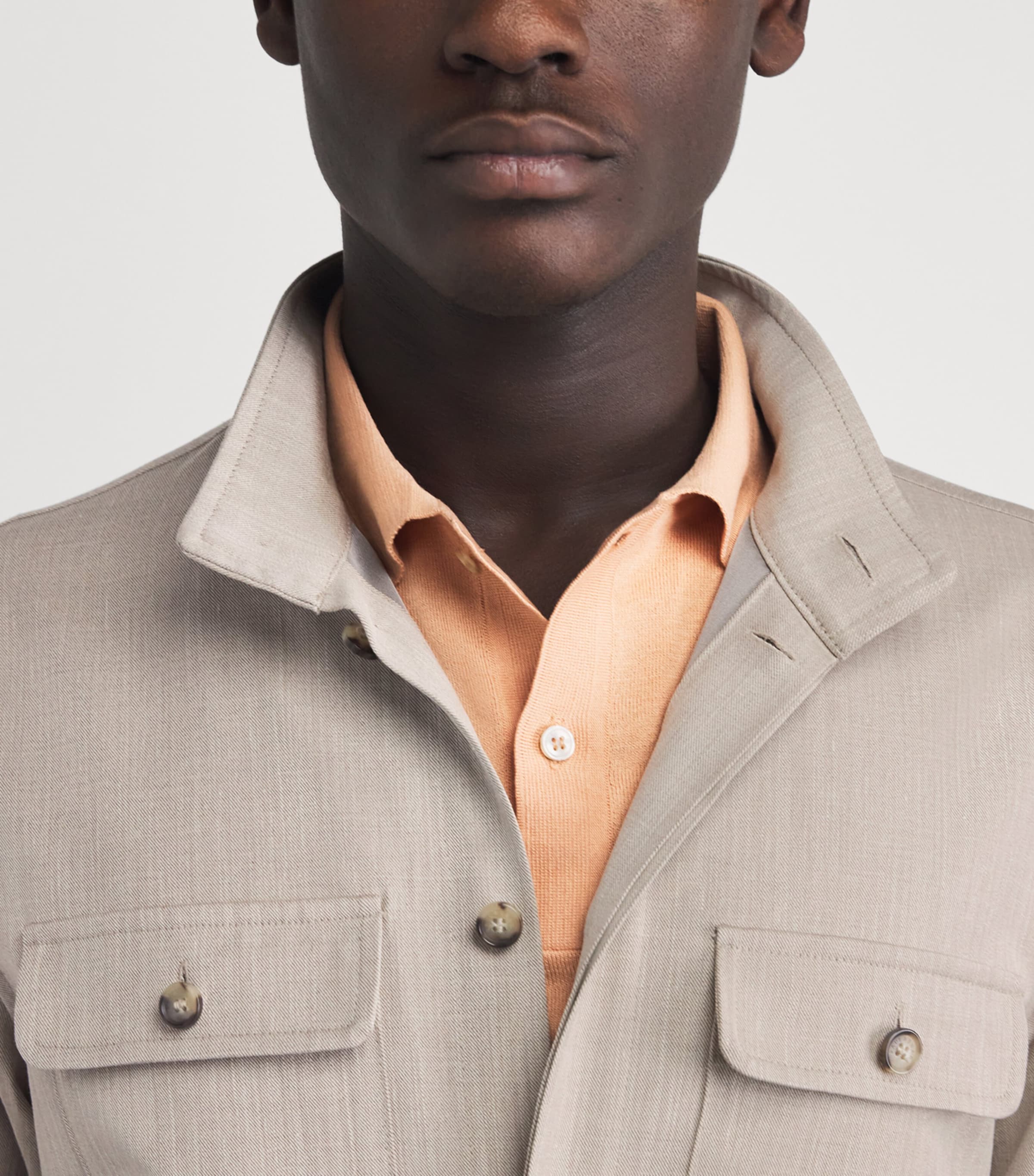 Paul & Shark Mens Wool-Blend Twin-Pocket Overshirt Beige Image 3