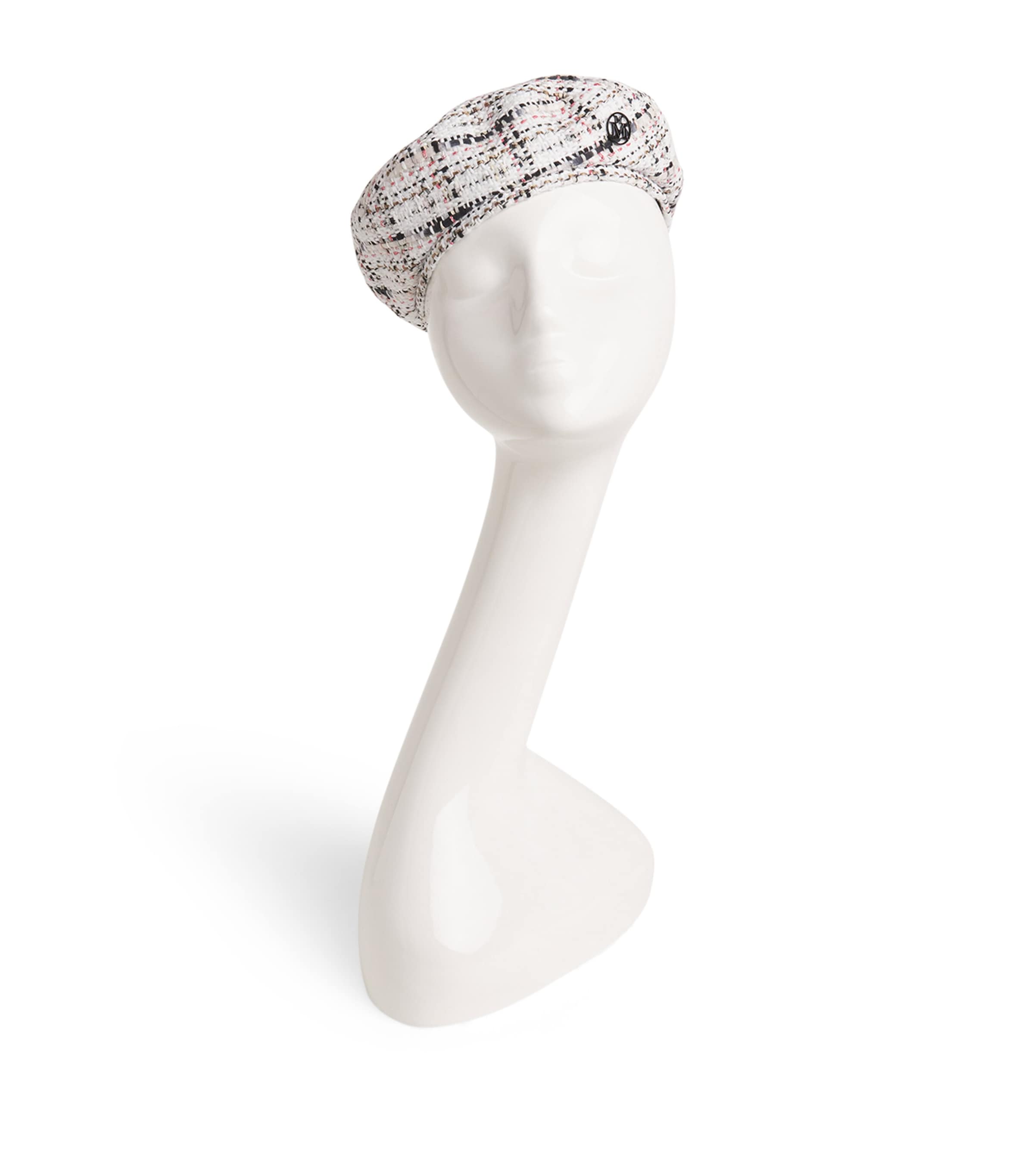 Maison Michel Tweed New Billy Beret In Neutral