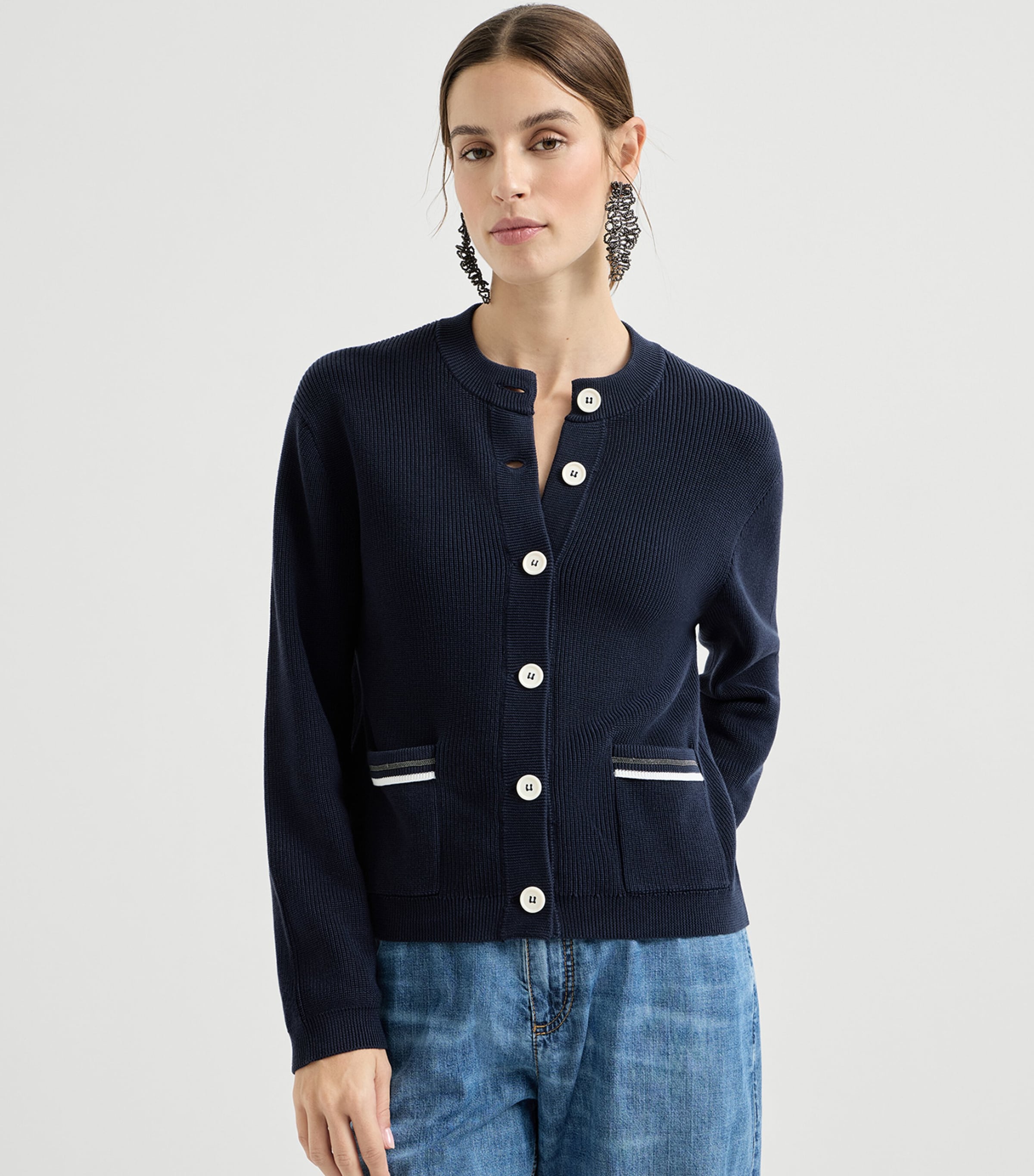 Cotton Monili-Trim Cardigan CND78 Image 3