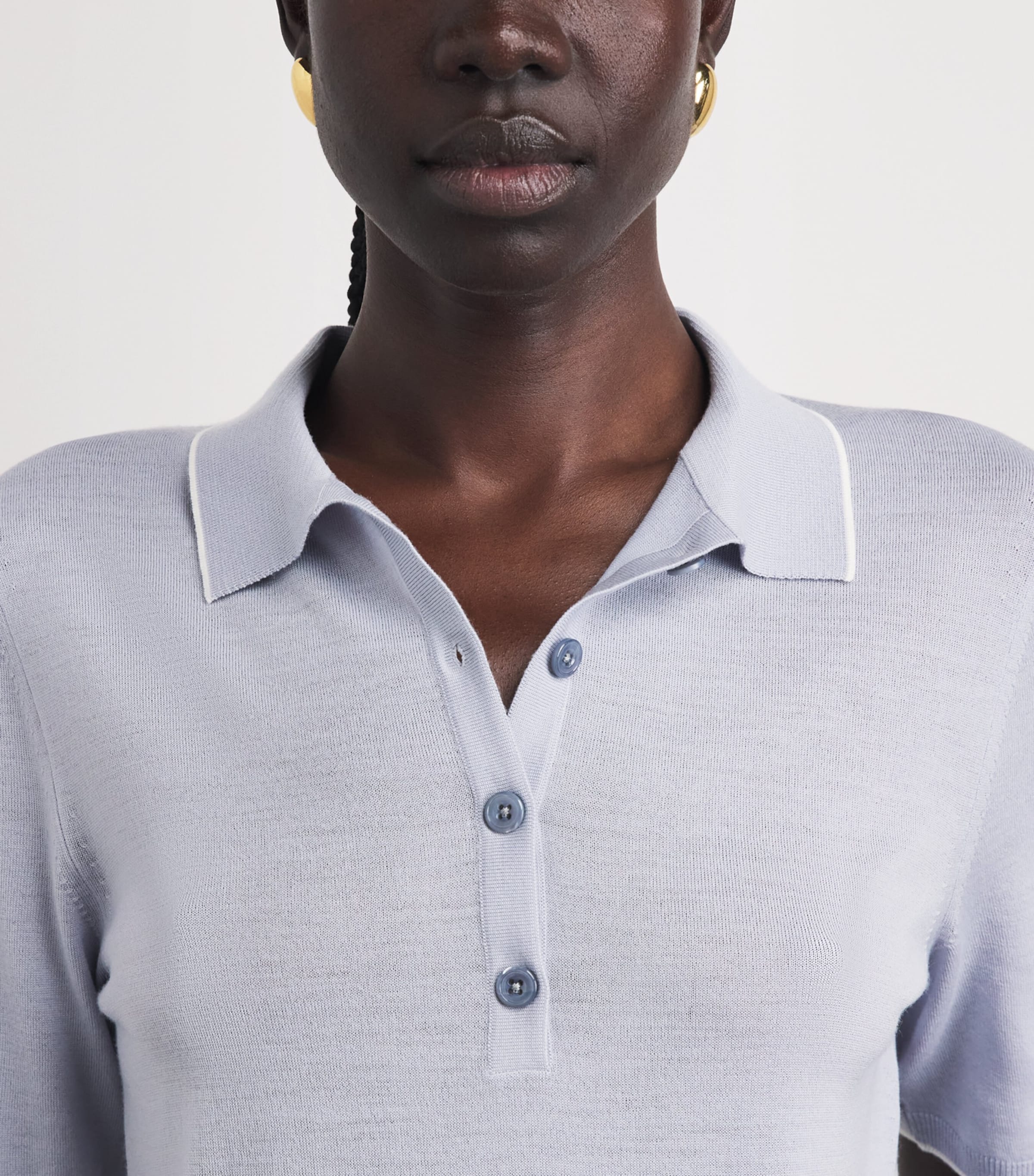 Eleventy Womens Wool Polo Sweater Nuvola, Bianco Image 3