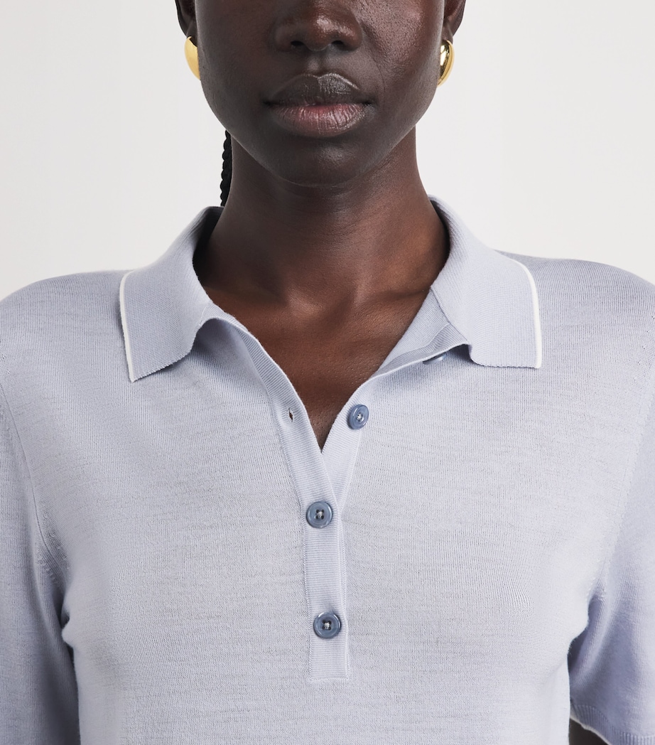 Eleventy Womens Wool Polo Sweater Nuvola, Bianco Image 3