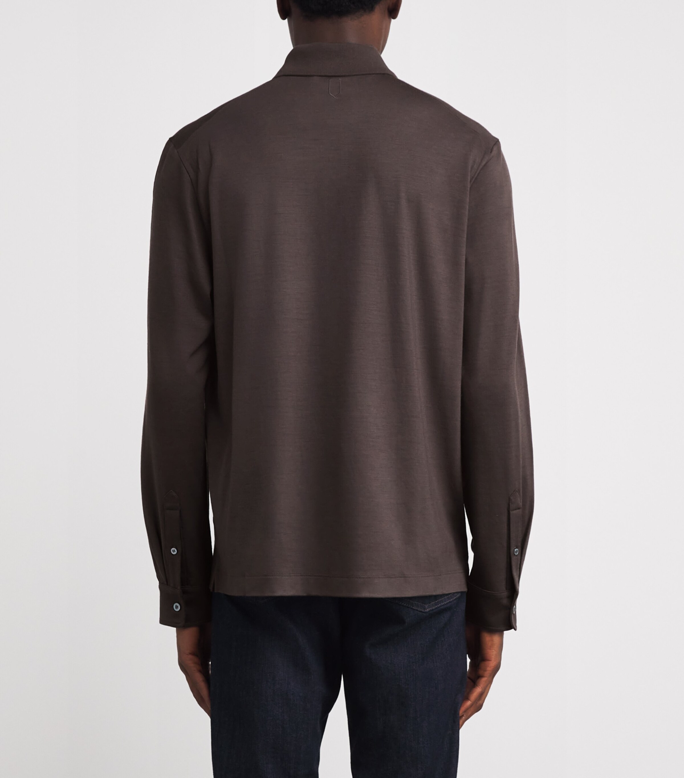 Canali Mens Wool Zip-Up Long-Sleeve Polo Shirt Image 4