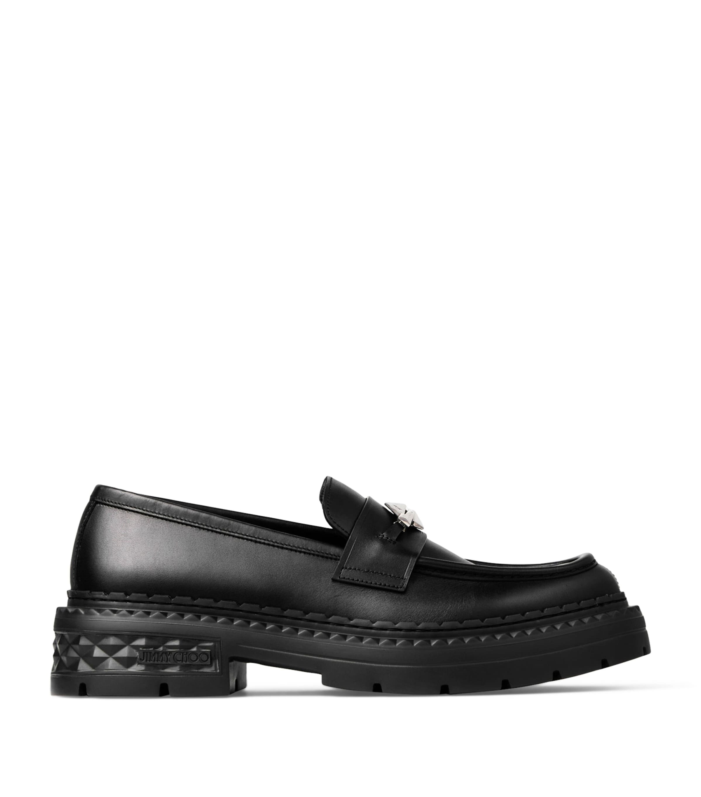 Jimmy Choo Marlow Diamond 20 Leather Loafers In Black