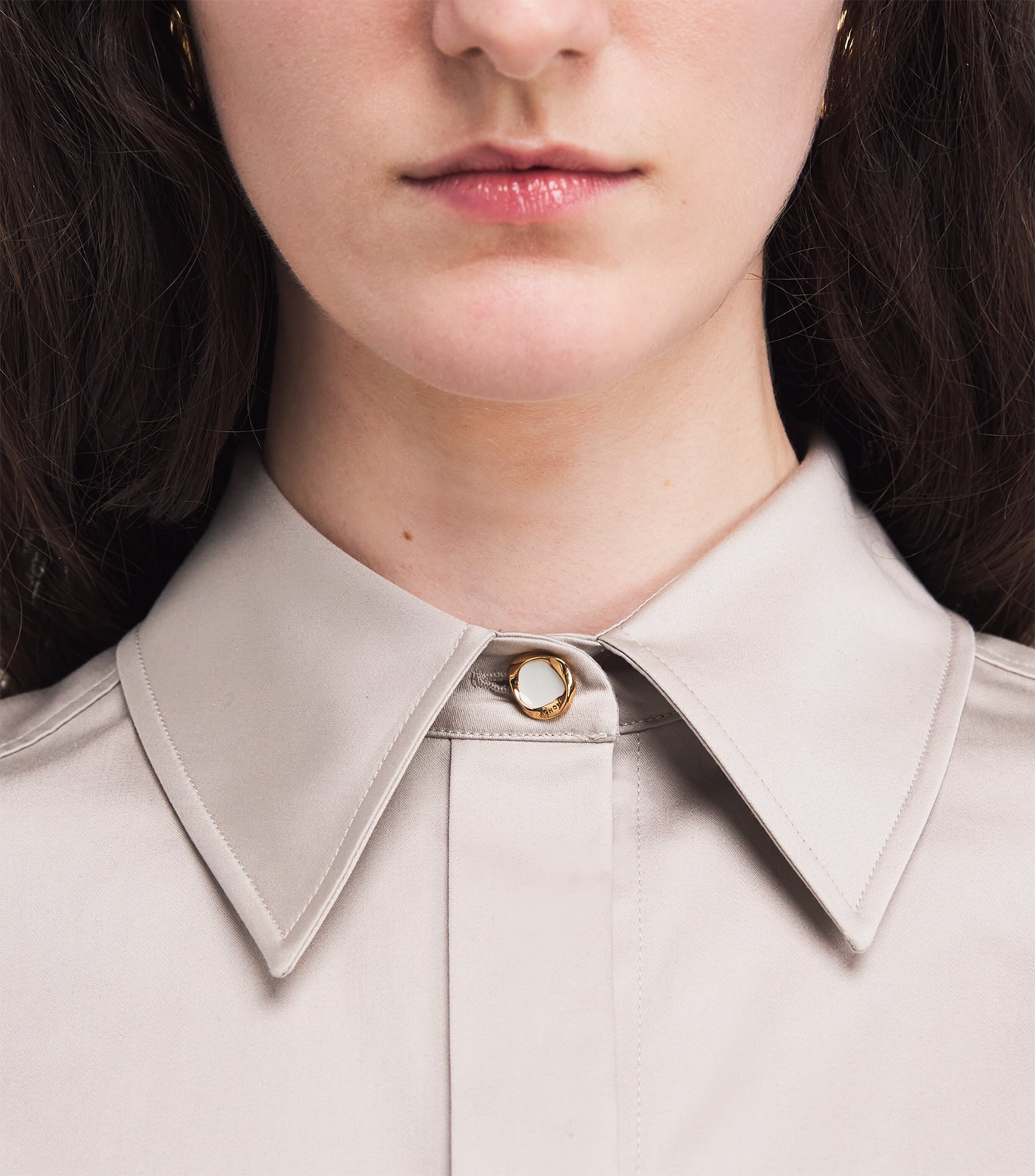 Stretch-Cotton Midi Shirt Dress N44 WARM GREY - GREY Image 4