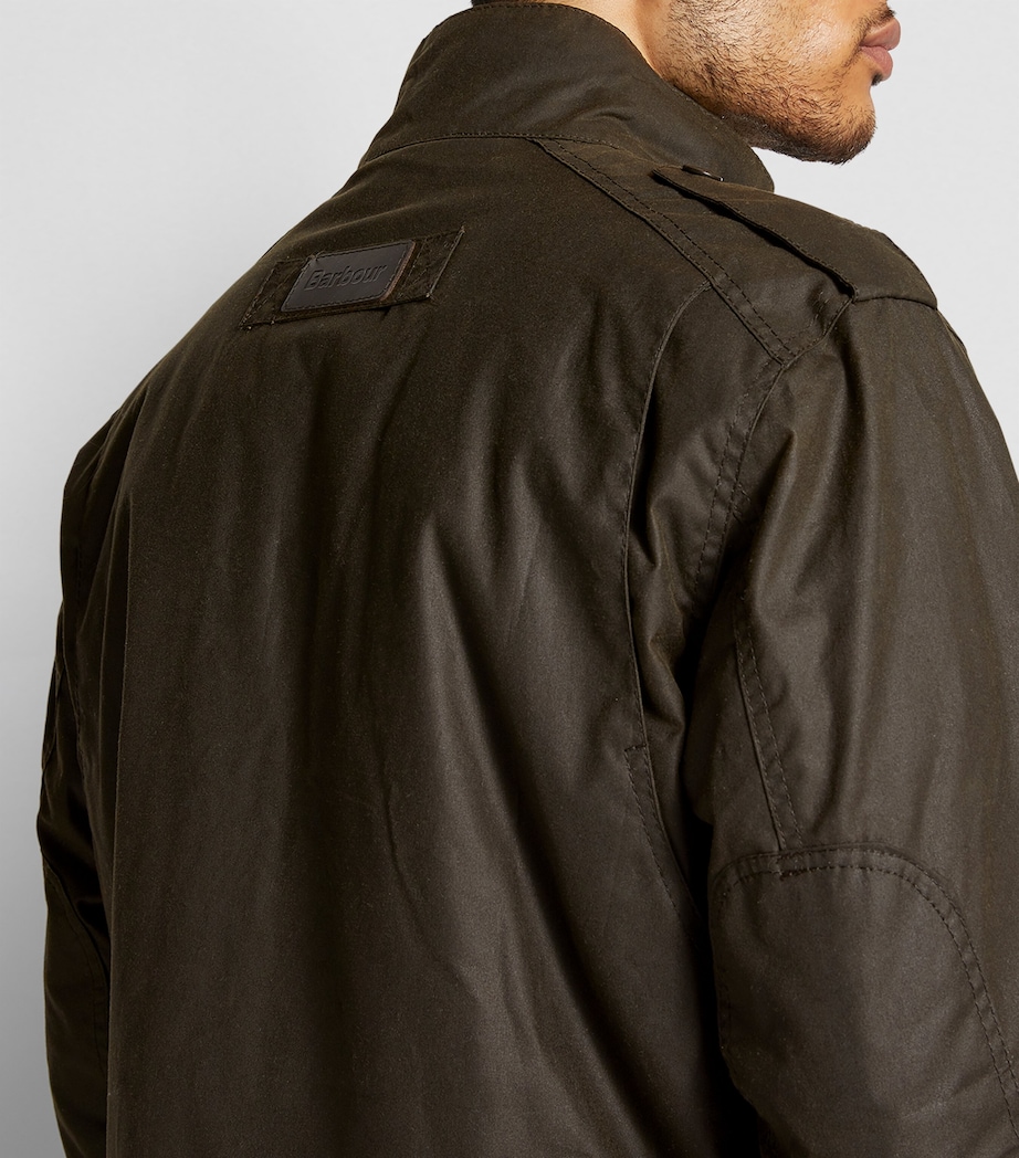 Barbour Mens Waxed Trooper Jacket Olive Image 6