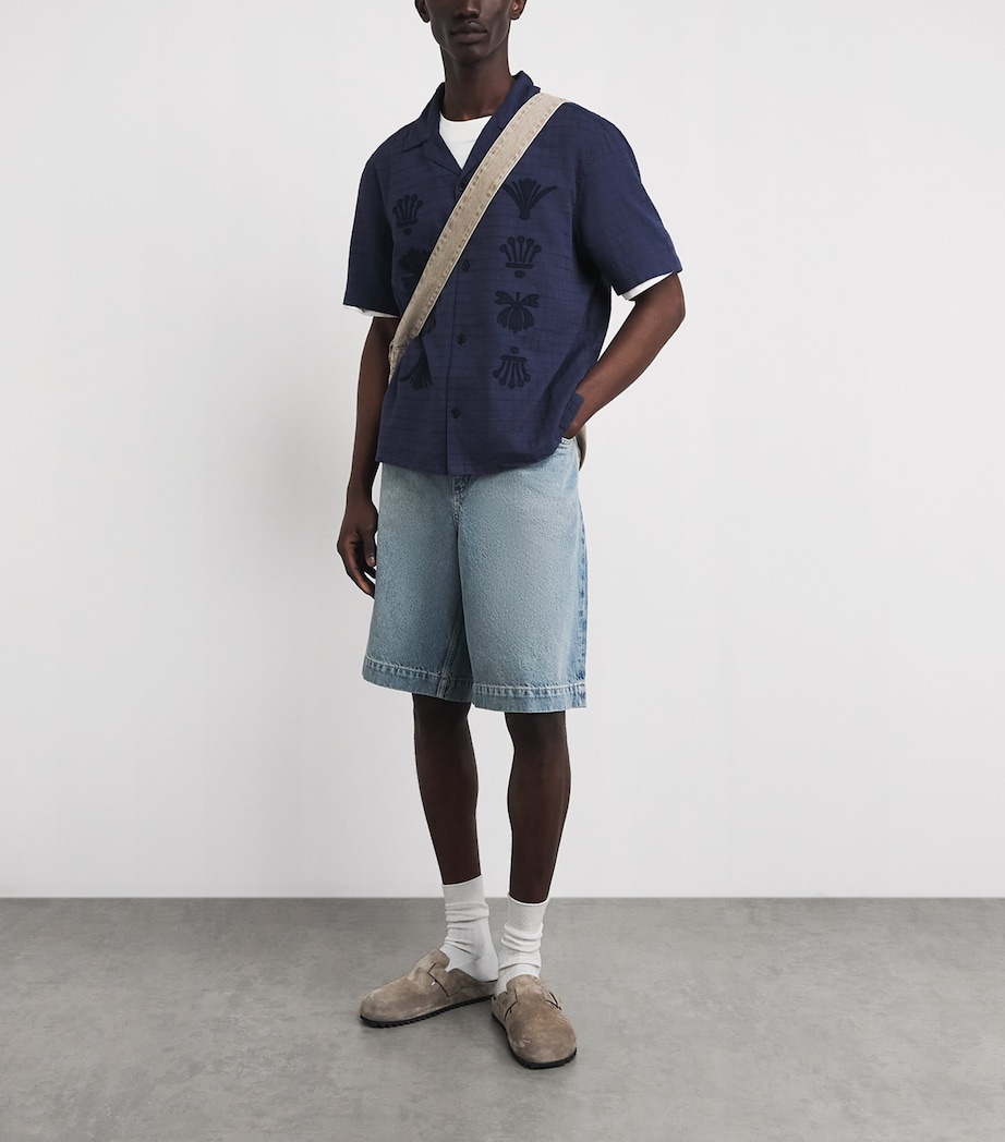 Wax London Mens Embroidered Curzon Shirt Navy Image 2