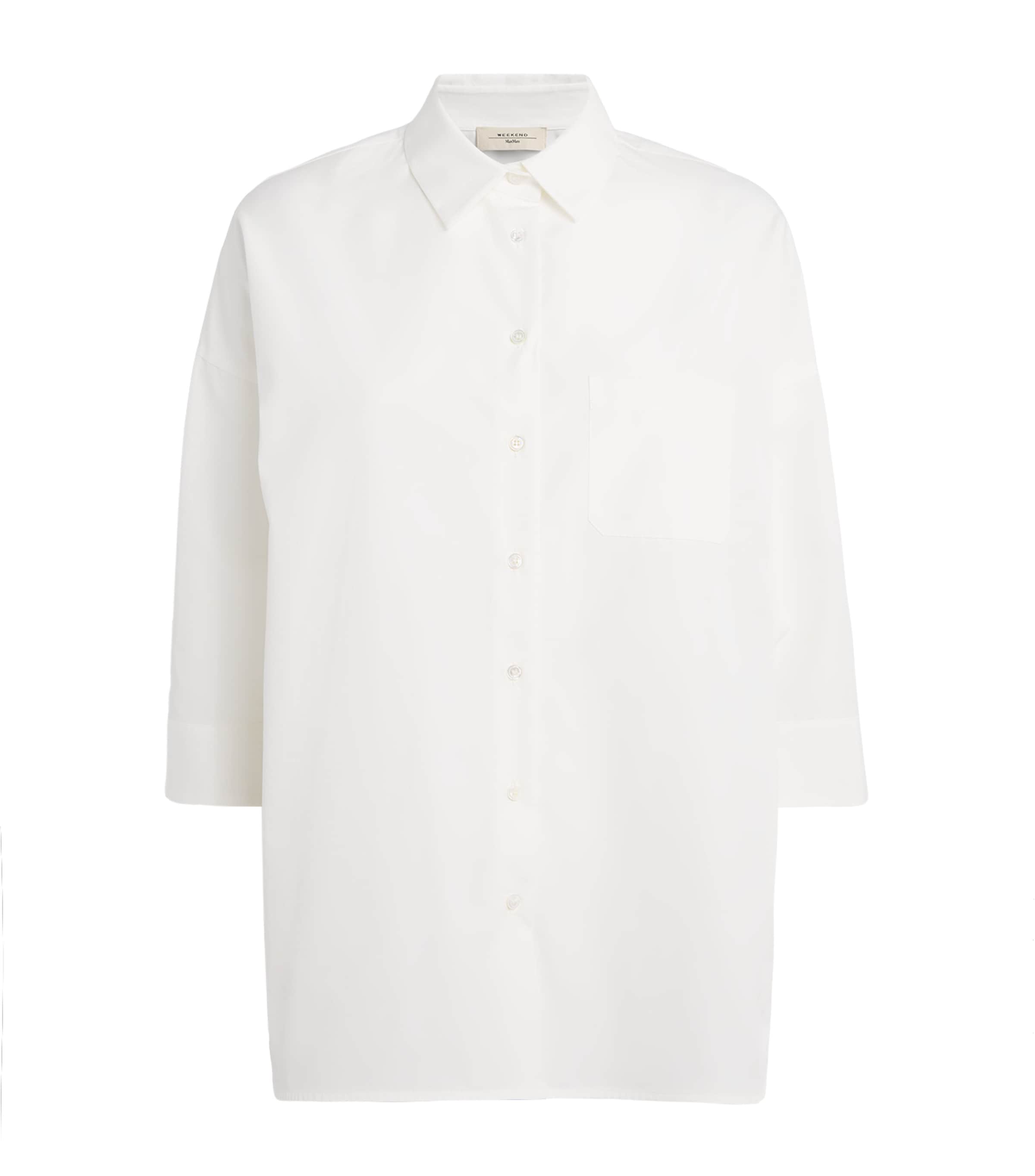 Cotton Poplin Flared Shirt WHITE Image 1