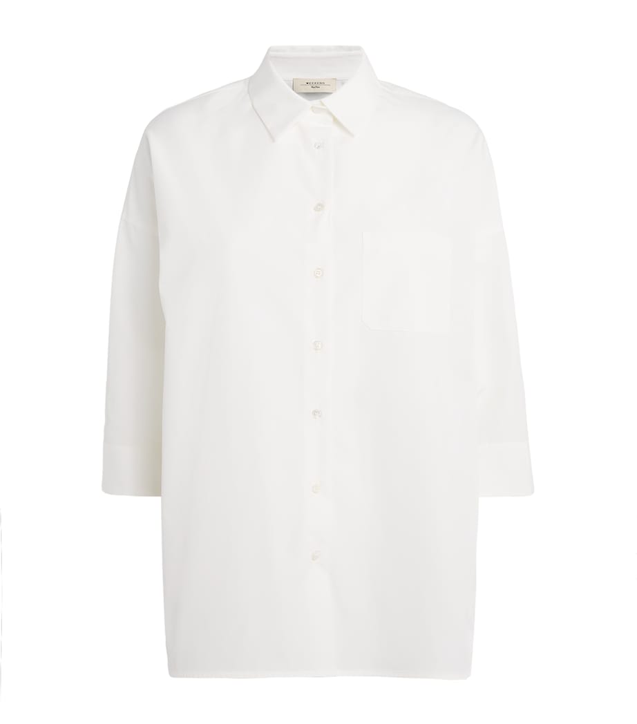 Cotton Poplin Flared Shirt WHITE Image 1