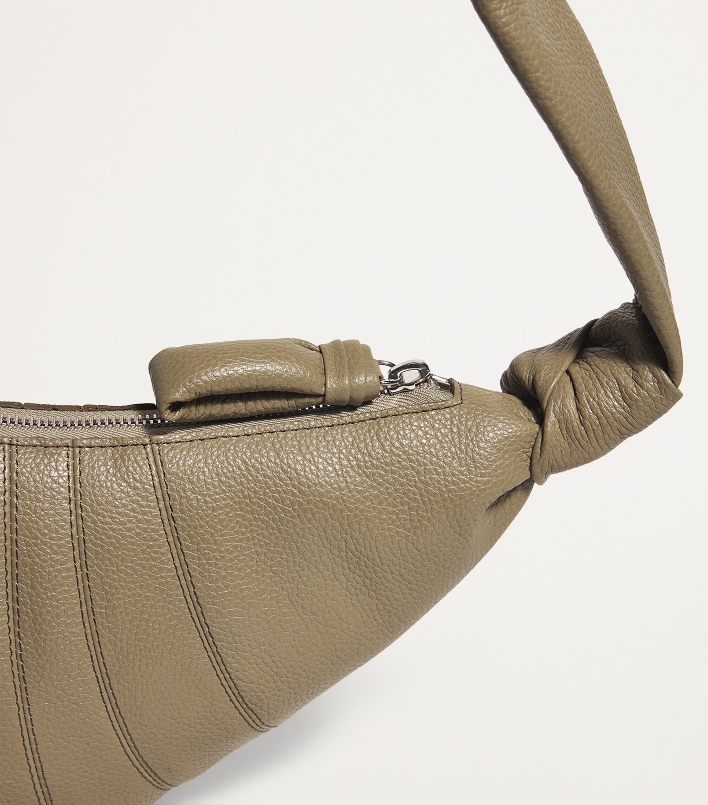 Small Grained Leather Croissant Cross-Body Bag GR641DUSTY KHAKI Image 6