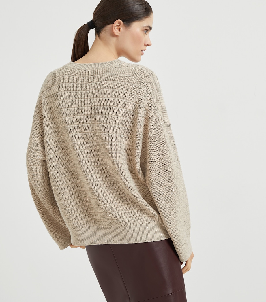 Cotton-Blend Sequin-Embellished Sweater C059 Image 3