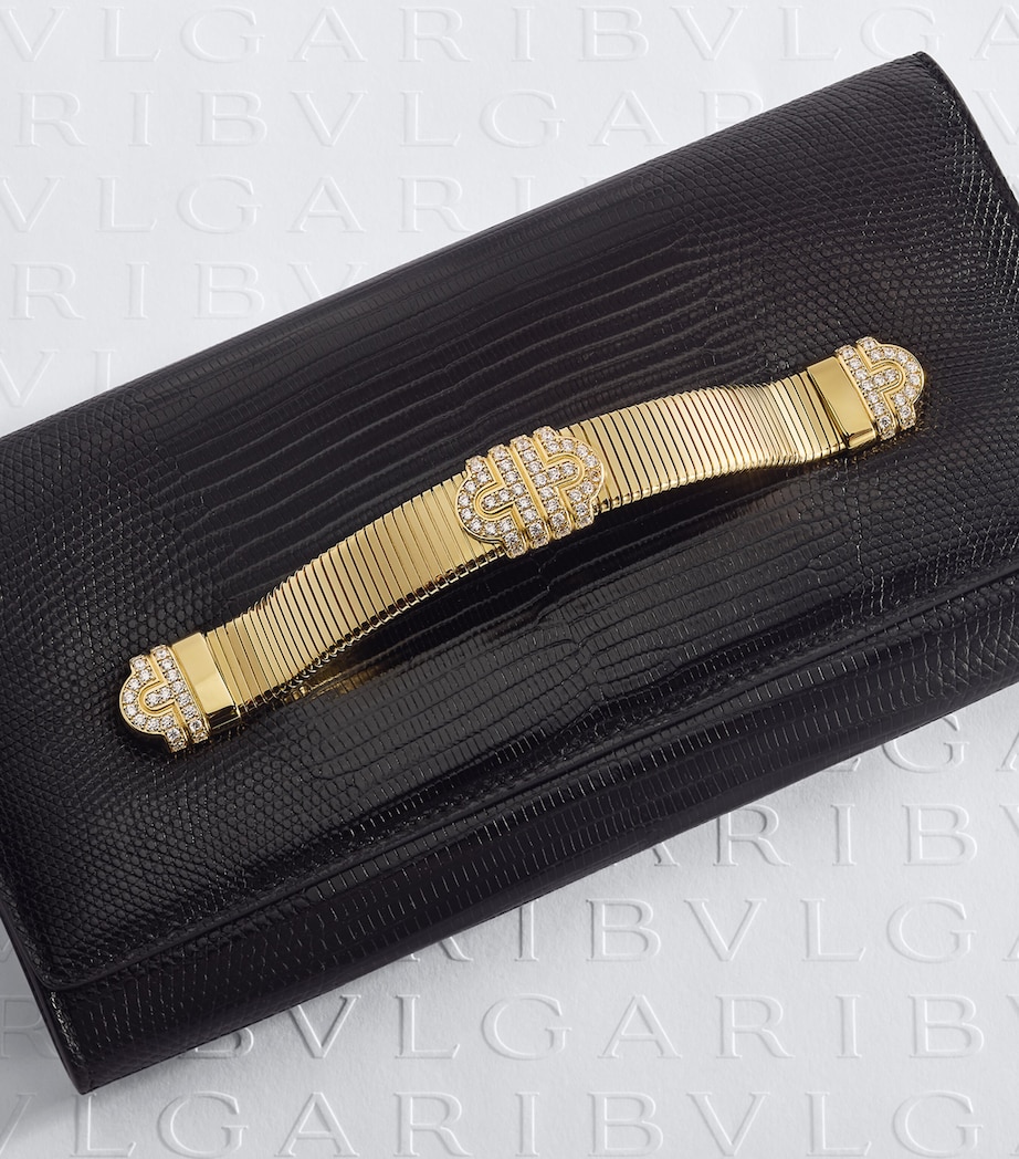 Bvlgari Lizard Leather Tubogas Clutch Bag Black Image 4