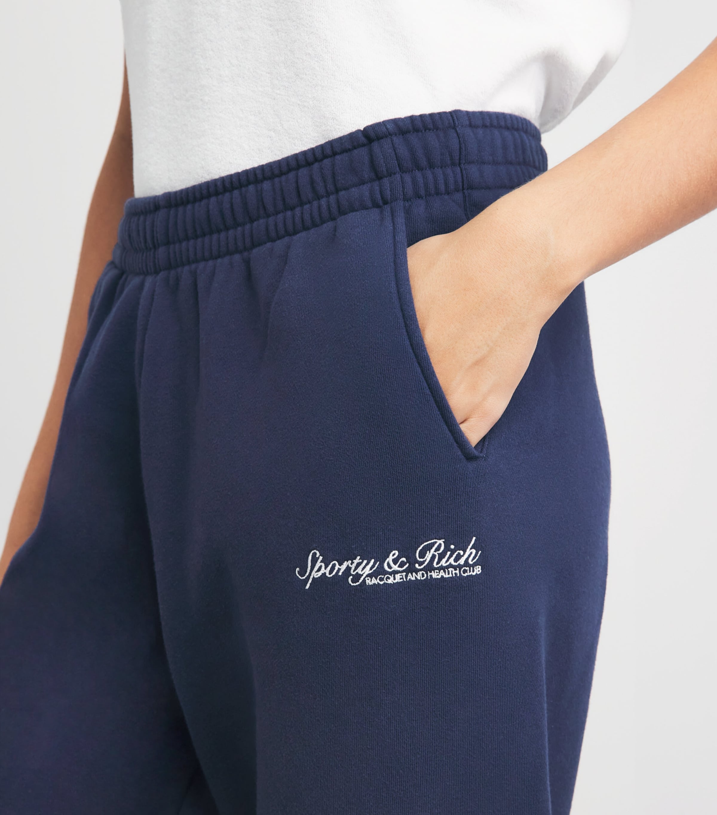 Sporty & Rich Womens Cotton Syracuse Sweatpants Dark Navy White Image 3