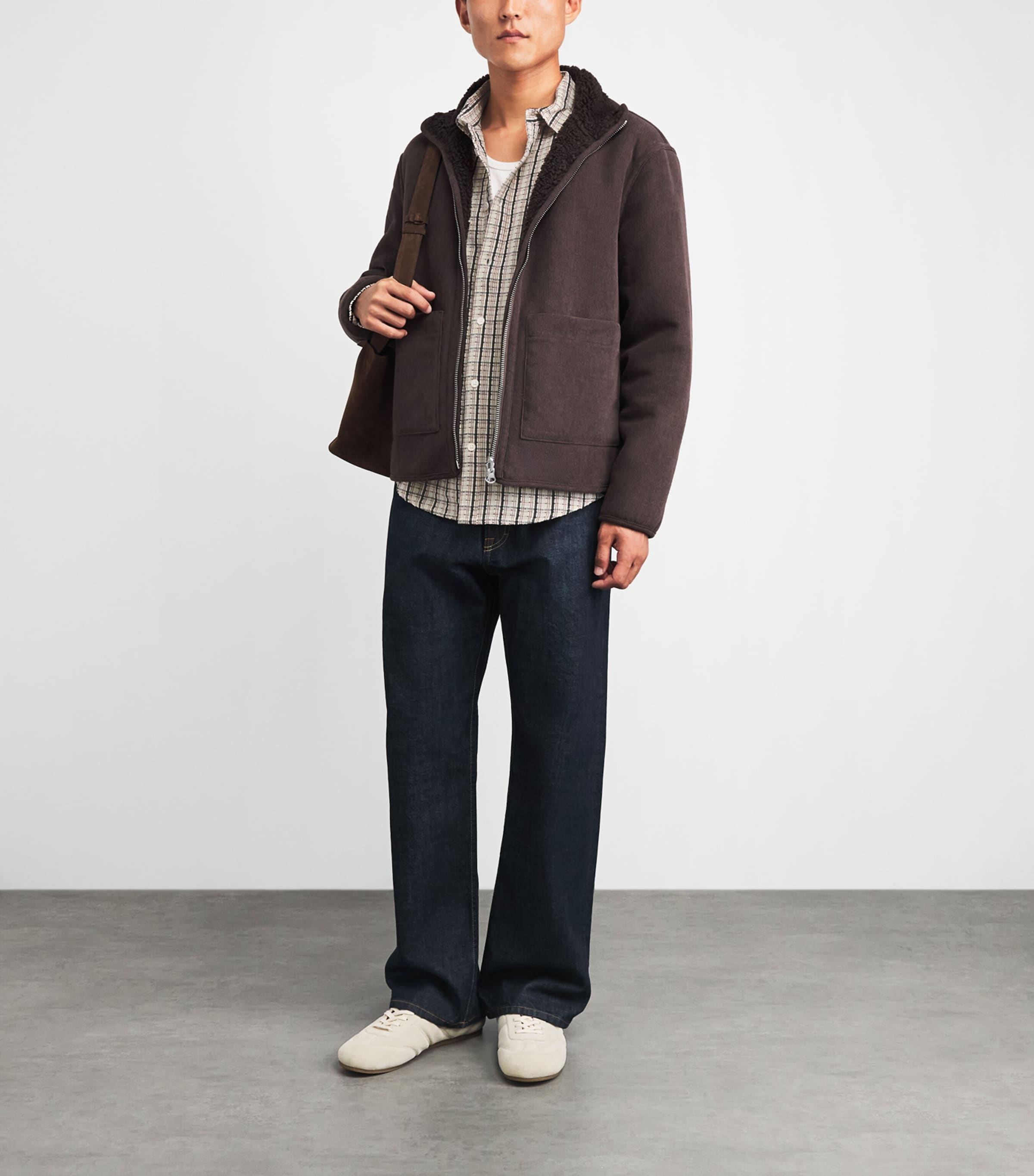 Wax London Mens Cotton Check Shelly Shirt Ecru / Red Image 2