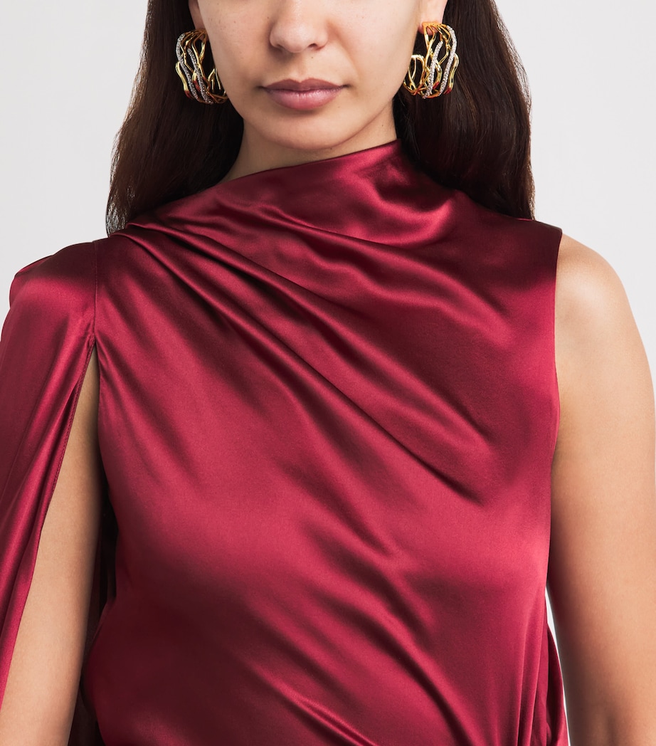 Roksanda Womens Silk Satin Asymmetric Orien Gown Borgonha Image 3