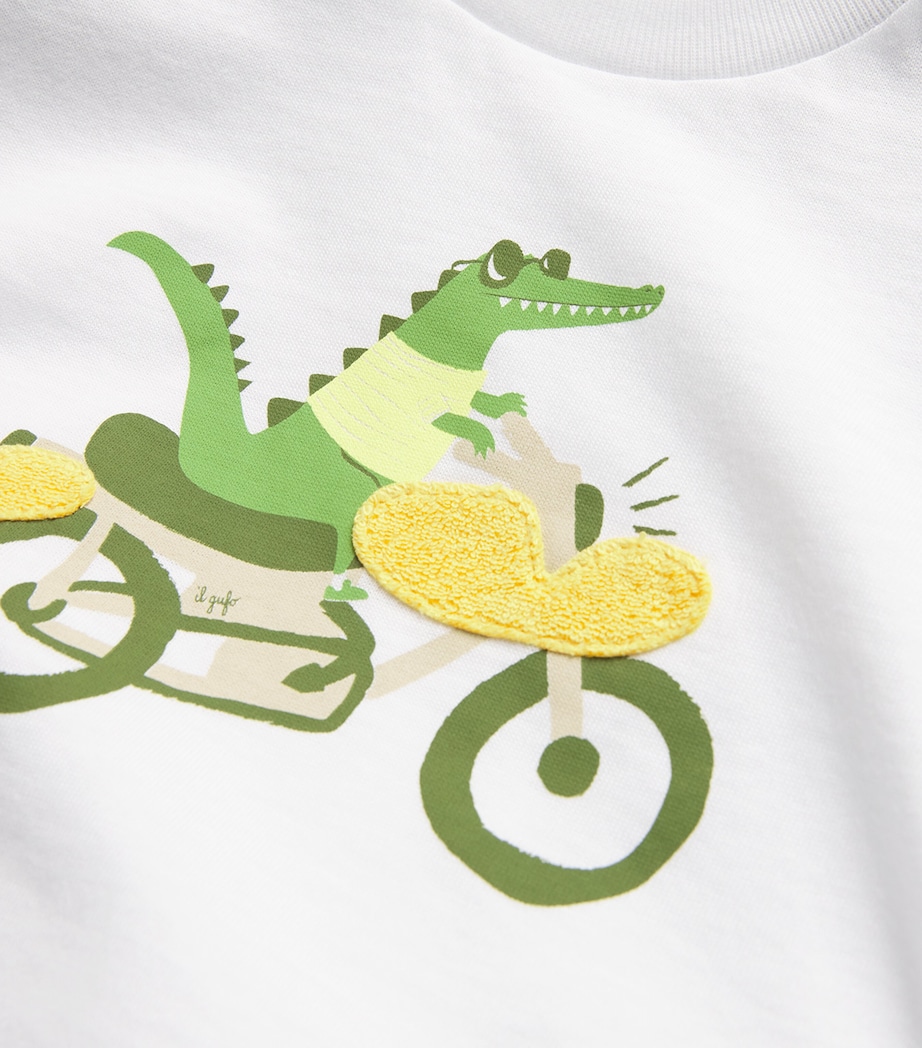 Cotton Crocodile Print T-Shirt (6-18 Months) 0156 WHITE/GREEN Image 3