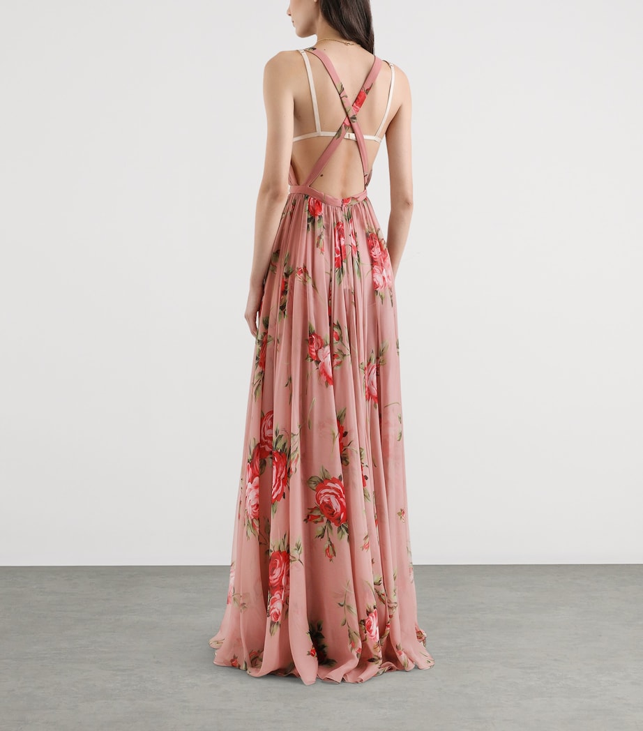 Dolce&Gabbana Womens Silk Floral Print Maxi Dress Bouq Image 3