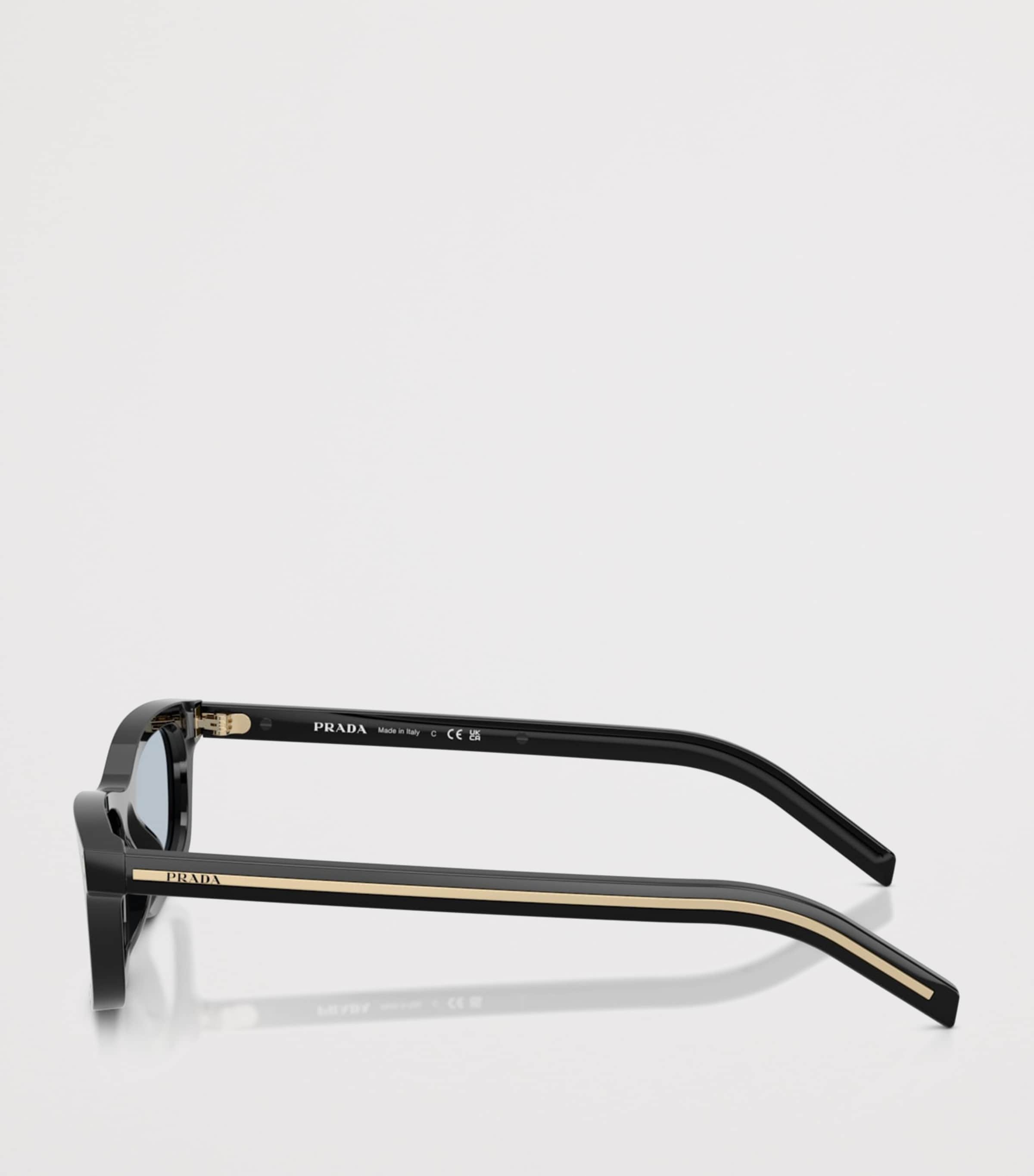 Prada Acetate Rectangle Sunglasses Black Image 3