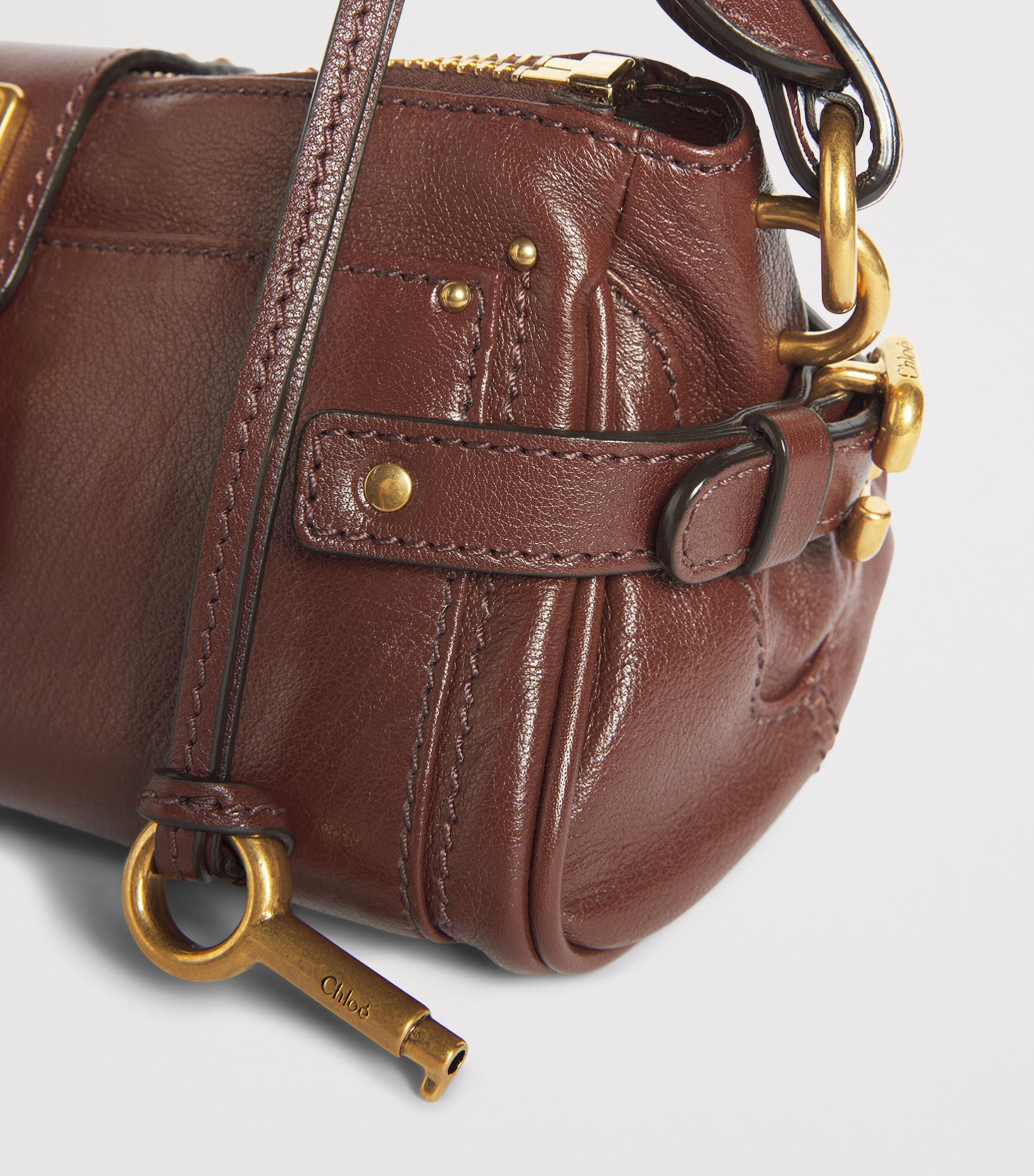 Chloé Small Leather Paddington Top-Handle Bag Crafty Browm Image 3