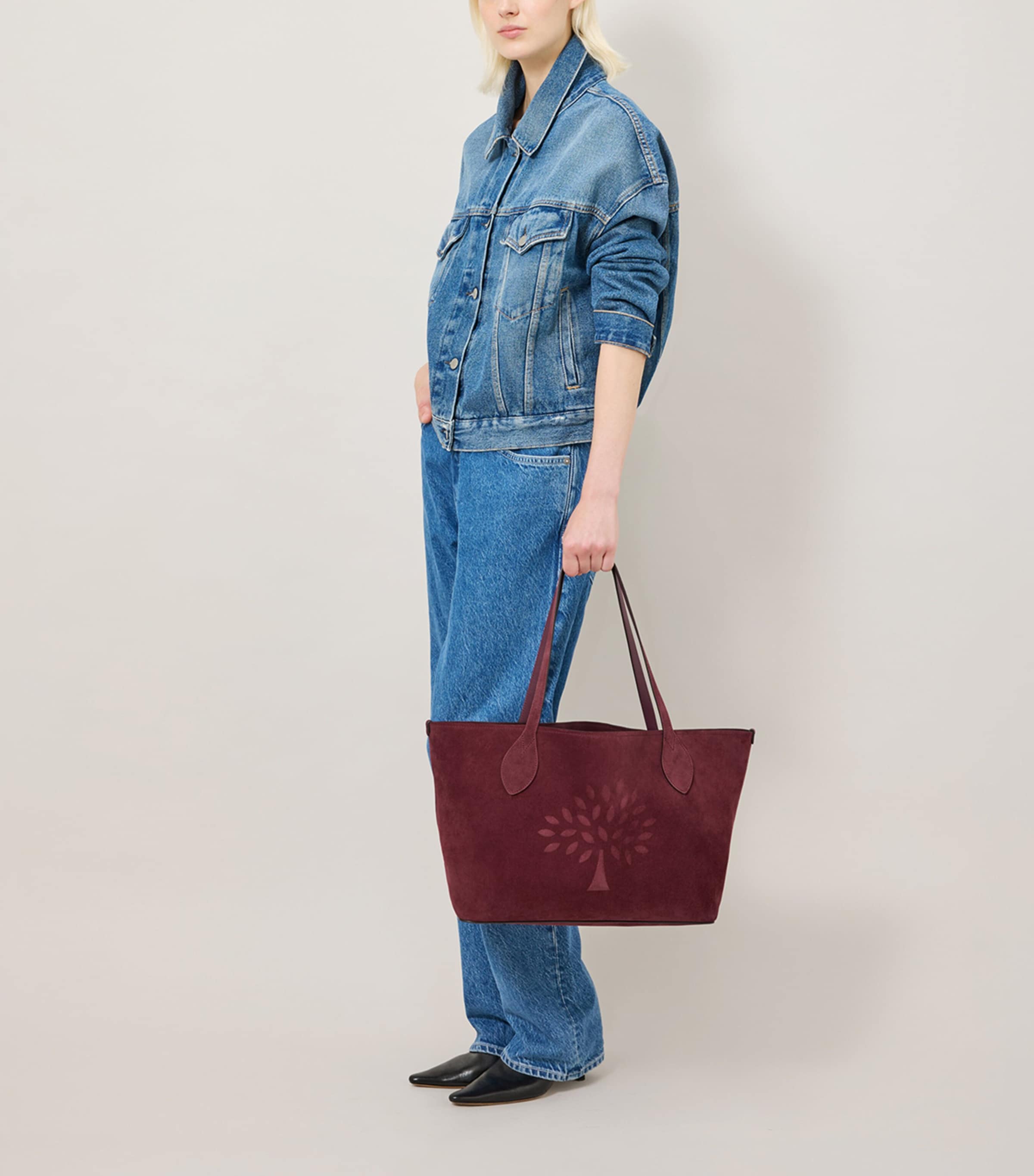 Suede Tree Tote Bag BERRY Image 2