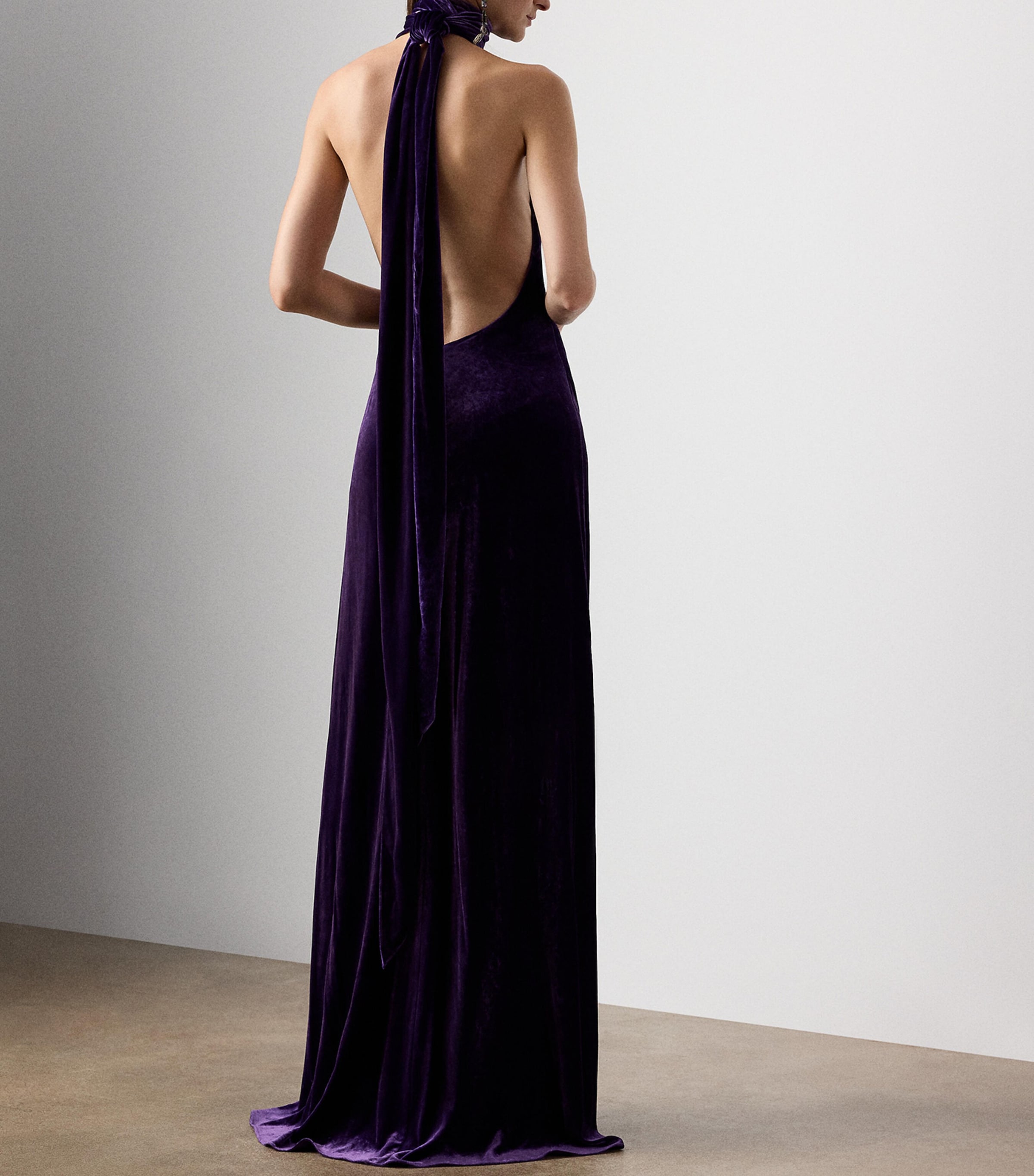 Stretch Velvet Tatum Evening Dress AUBERGINE Image 3