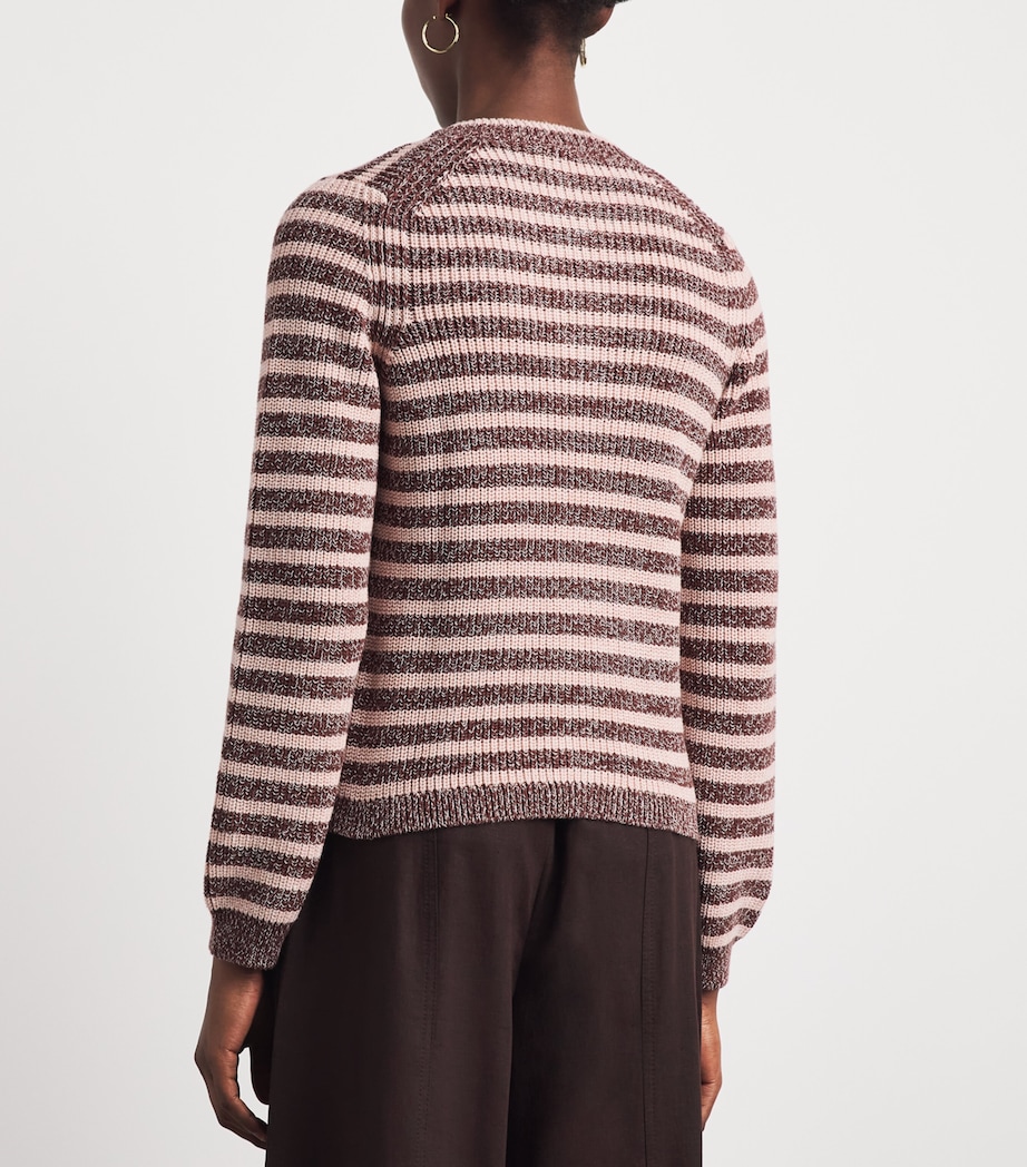 ME+EM Womens Organic Cotton Stripe Cardigan Cinnamon Brown Multi Image 5