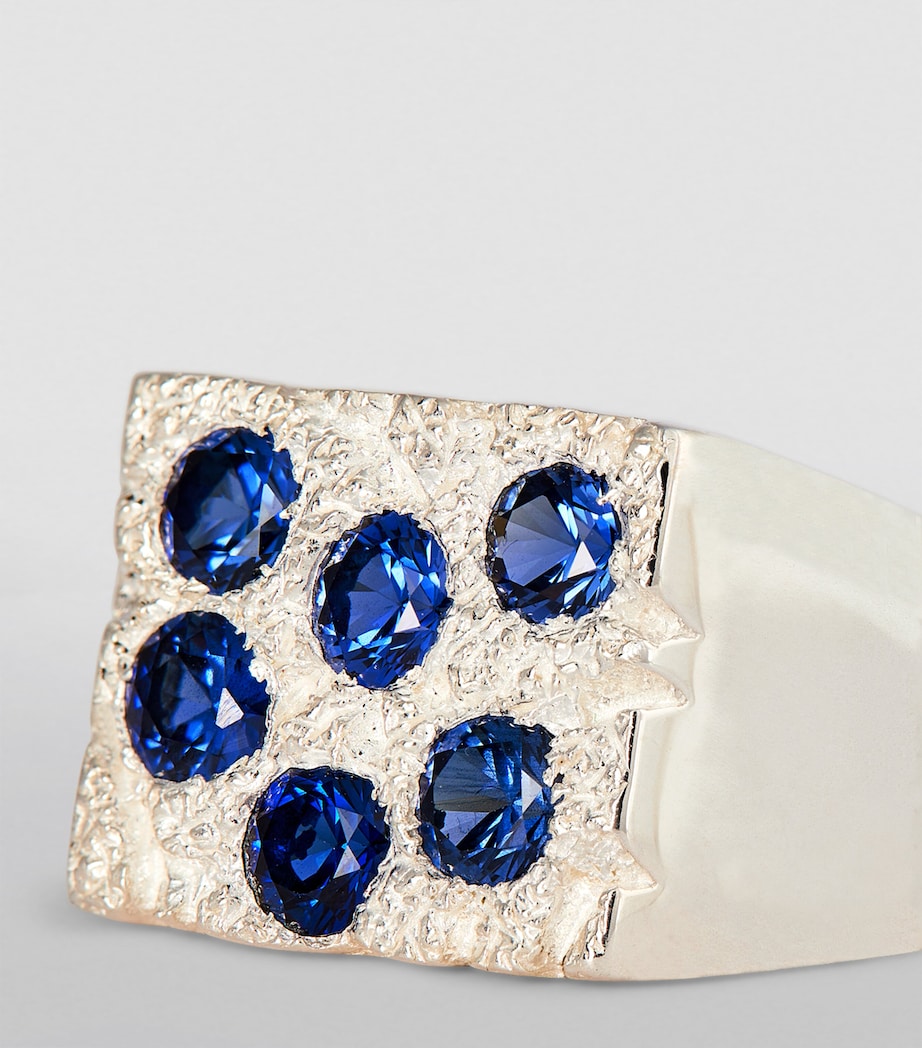 Bleue Burnham Sterling Silver and Sapphire Rose Garden Signet Ring Silver Image 6