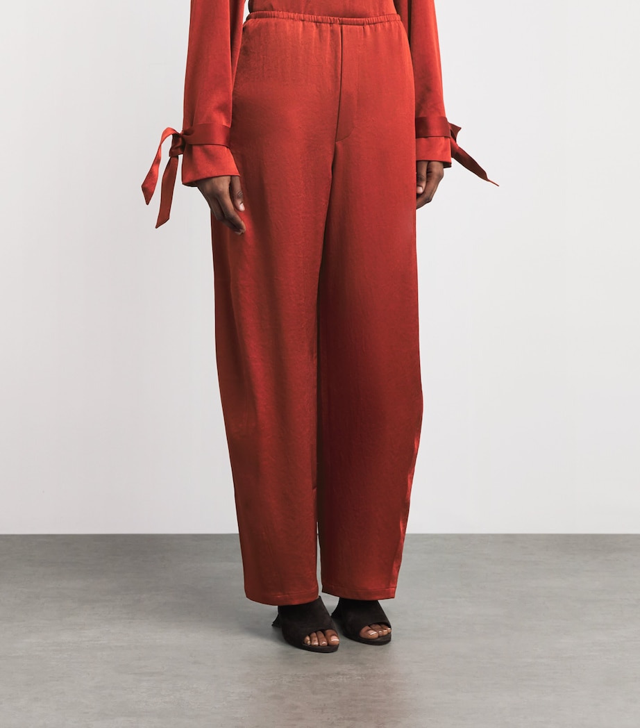 Nanushka Womens Satin Zolea Wide-Leg Trousers Rouge Image 4
