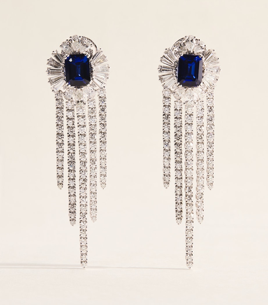 Yeprem White Gold, Diamond and Sapphire Reign Supreme Drop Earrings White Gold Image 1