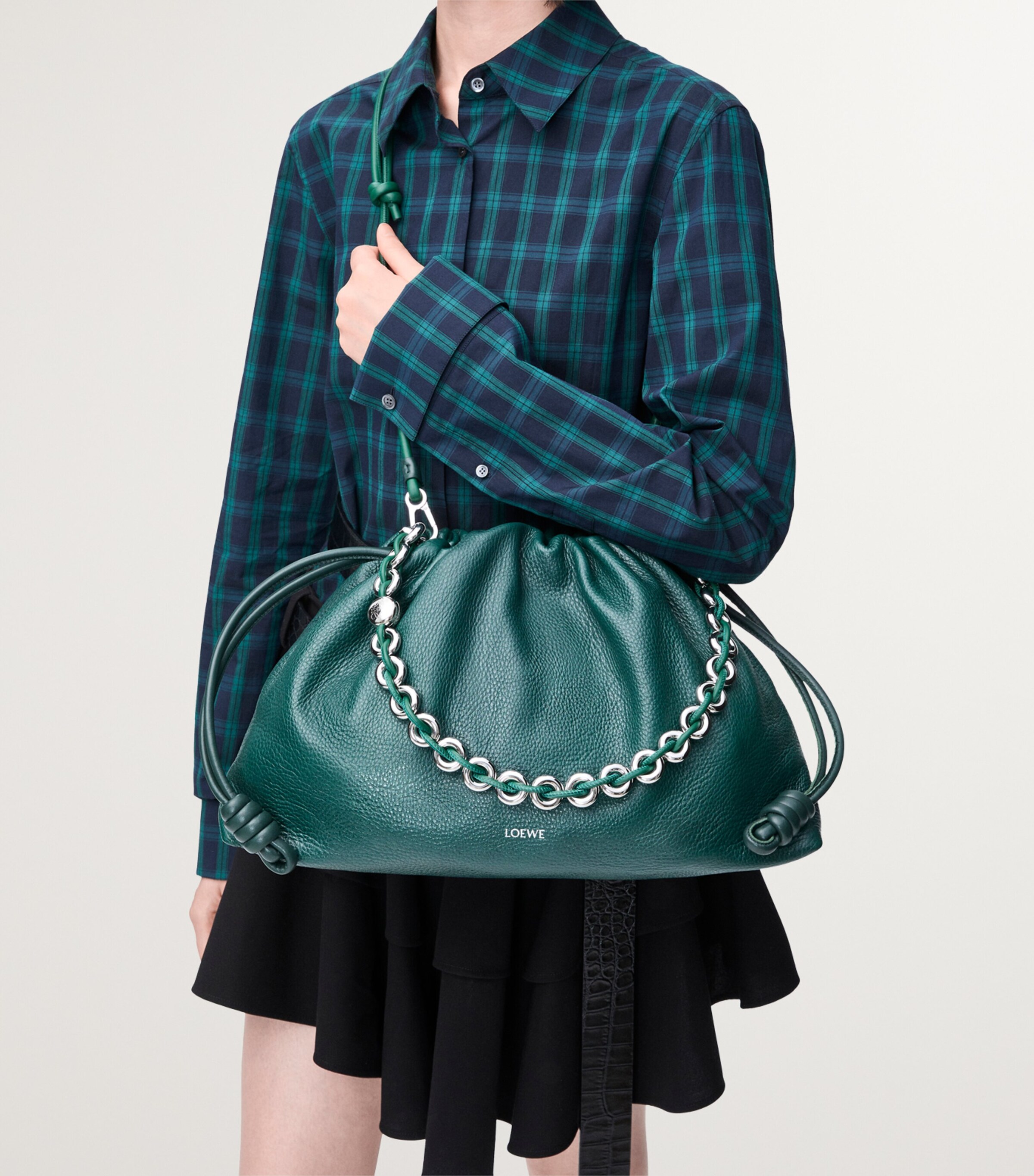 LOEWE Large Leather Flamenco Purse Evergreen Image 9