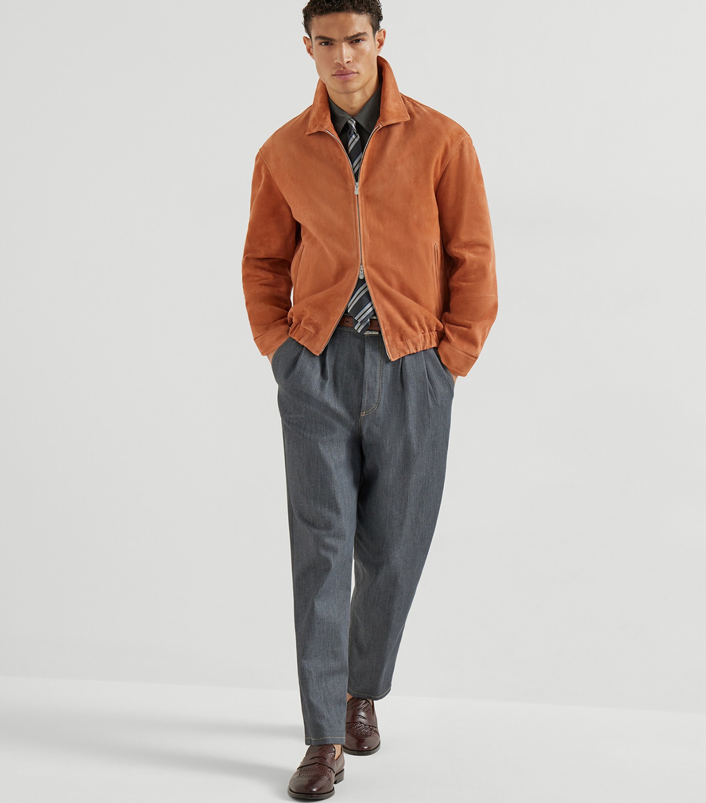Brunello Cucinelli Mens Suede Zip-Up Jacket Image 4