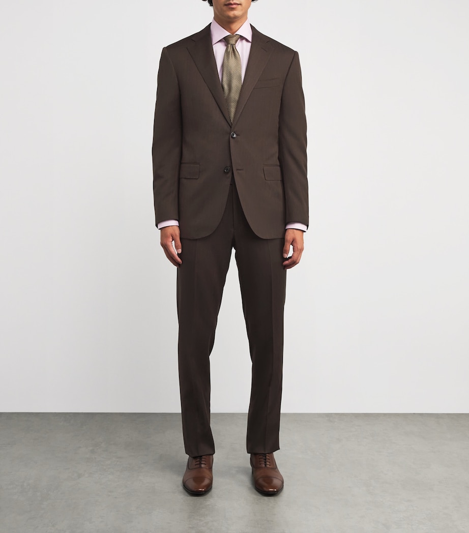 Virgin Wool Herringbone 2-Piece Suit 030 DARK BROWN Image 3