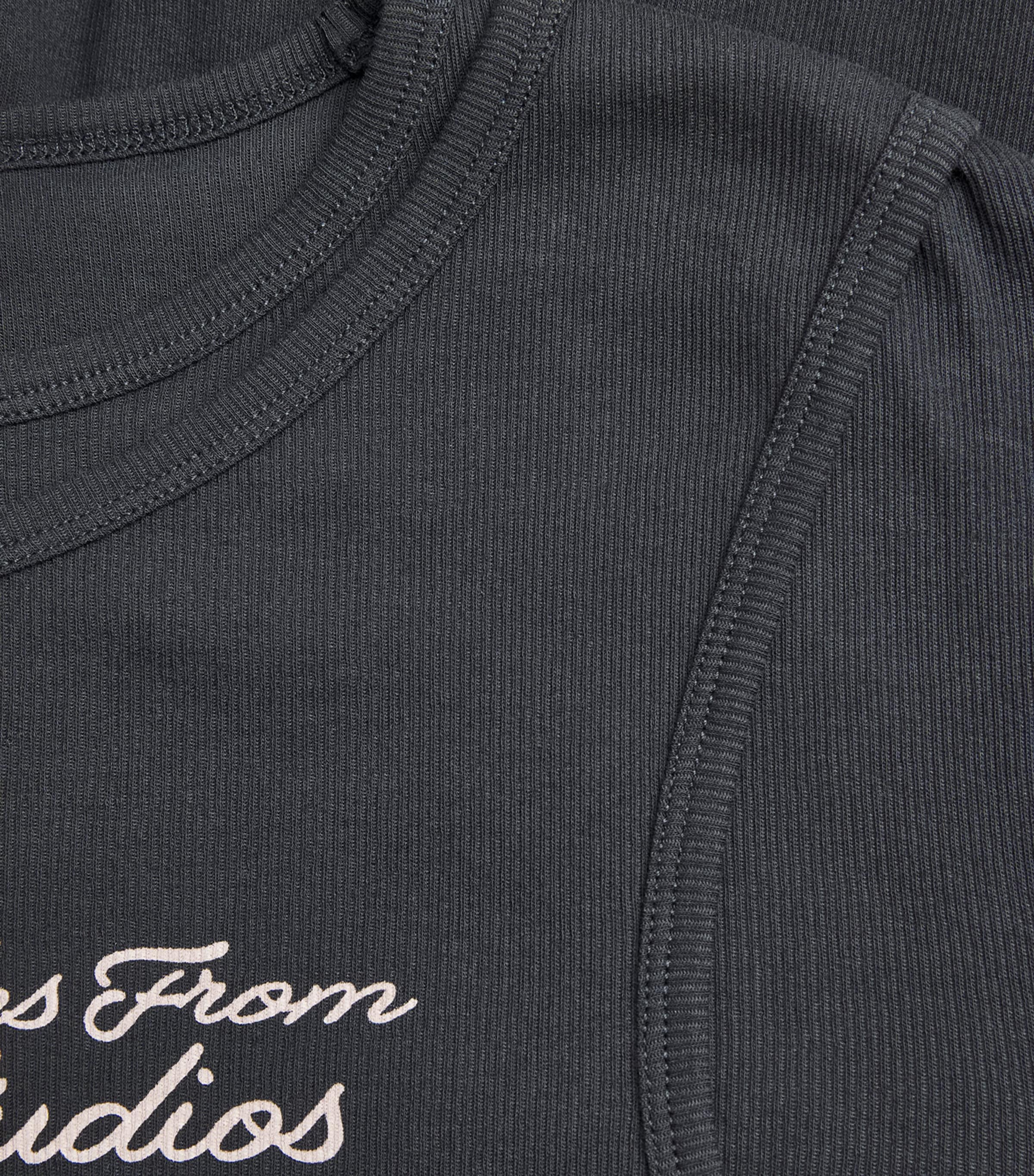 Stretch-Cotton Printed Layered T-Shirt BLACK Image 5