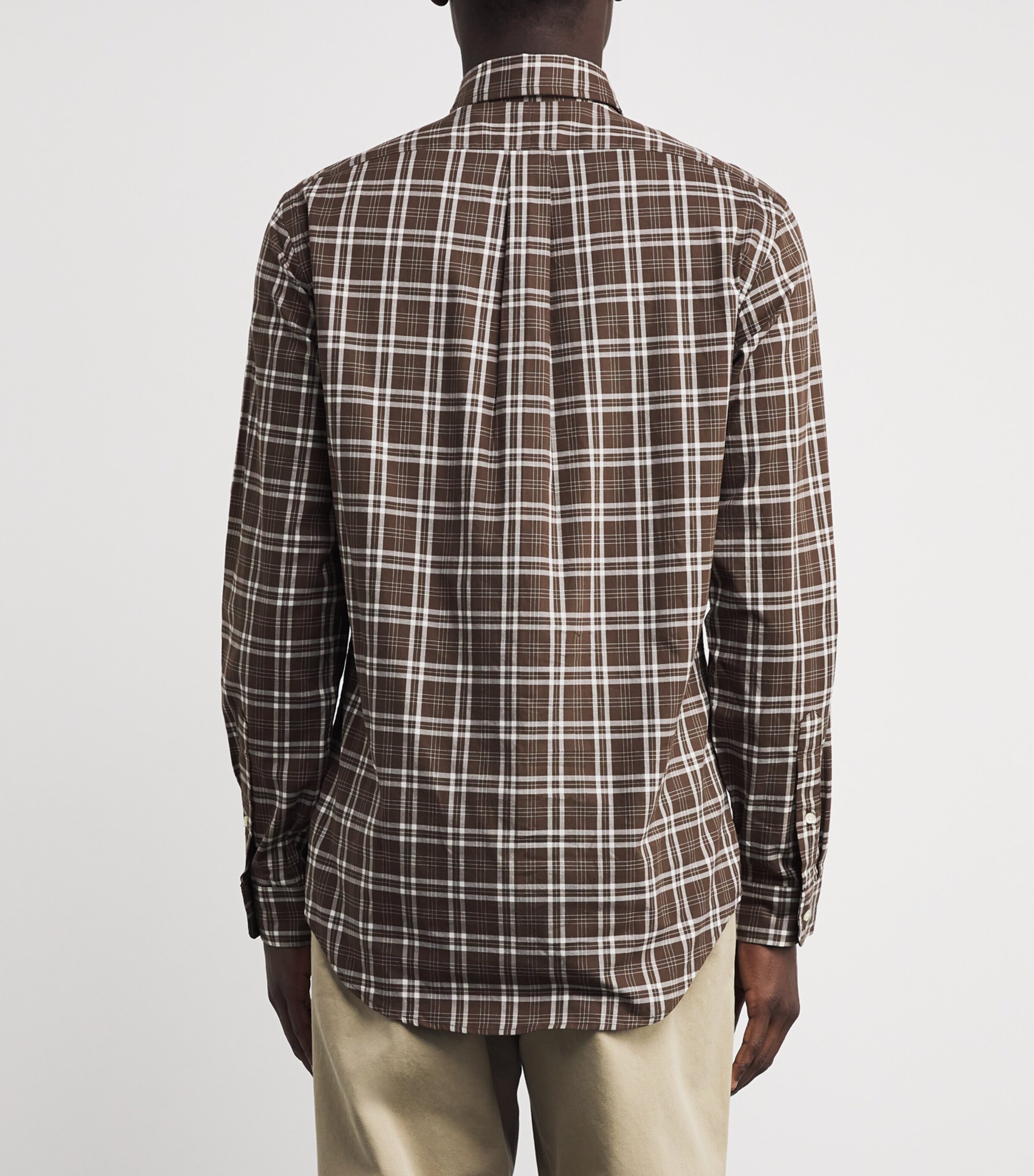 Polo Ralph Lauren Mens Cotton Flannel Check Custom Fit Shirt Natural Image 4