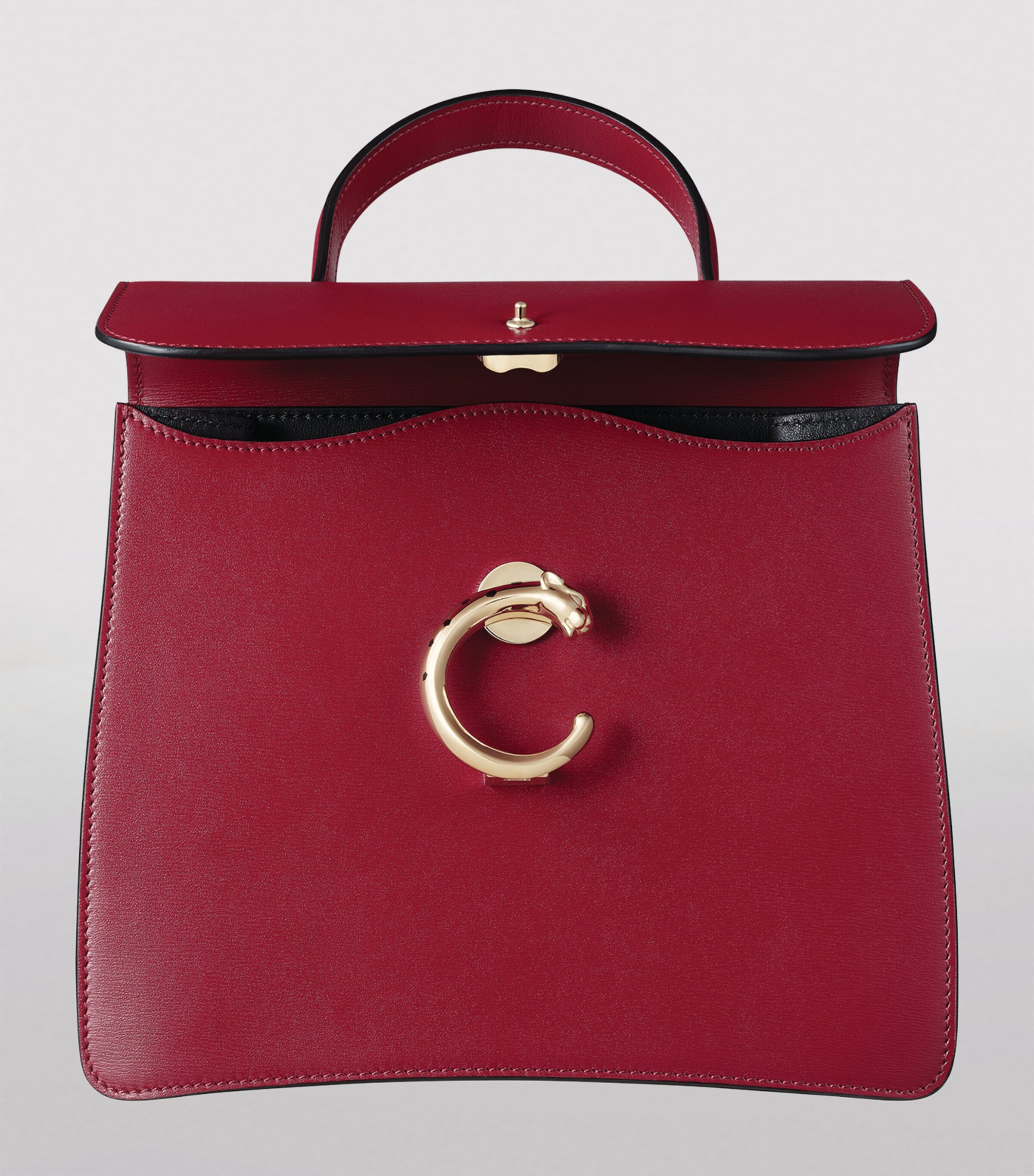 Leather Panthère De Cartier Top-Handle Bag CHERRY RED Image 5